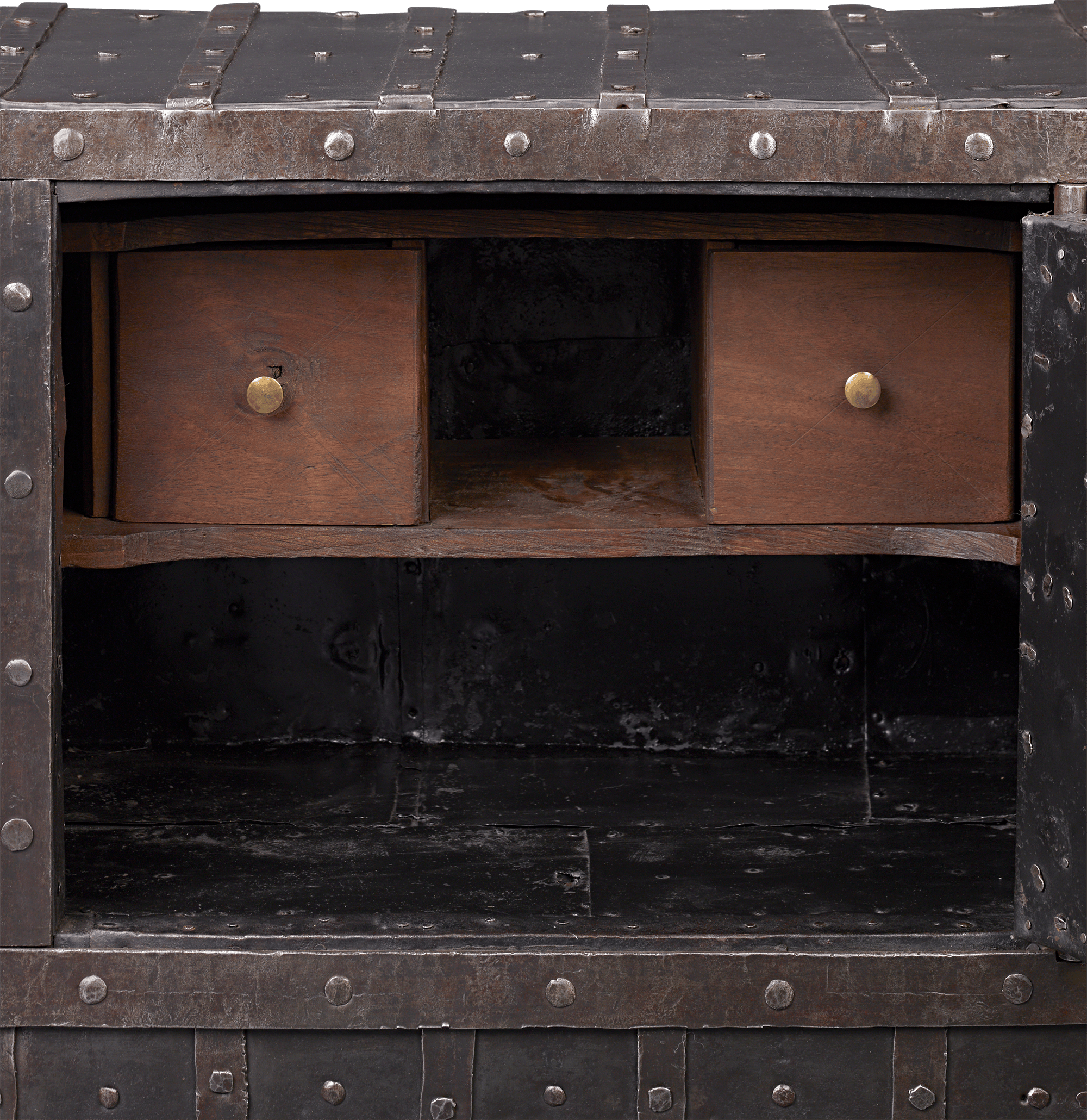 18th-Century Tabletop Italian Diamond Front Iron Safe