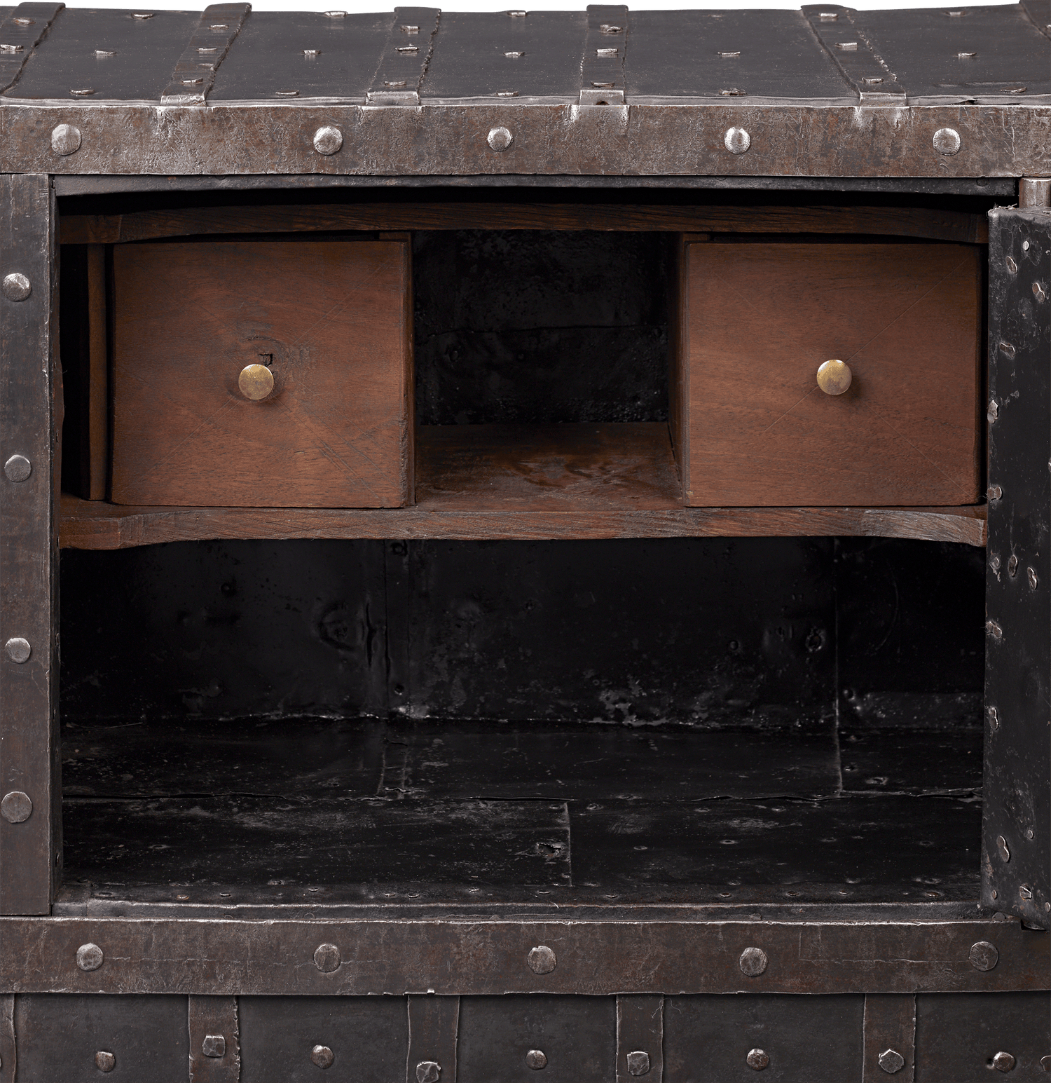 18th-Century Tabletop Italian Diamond Front Iron Safe