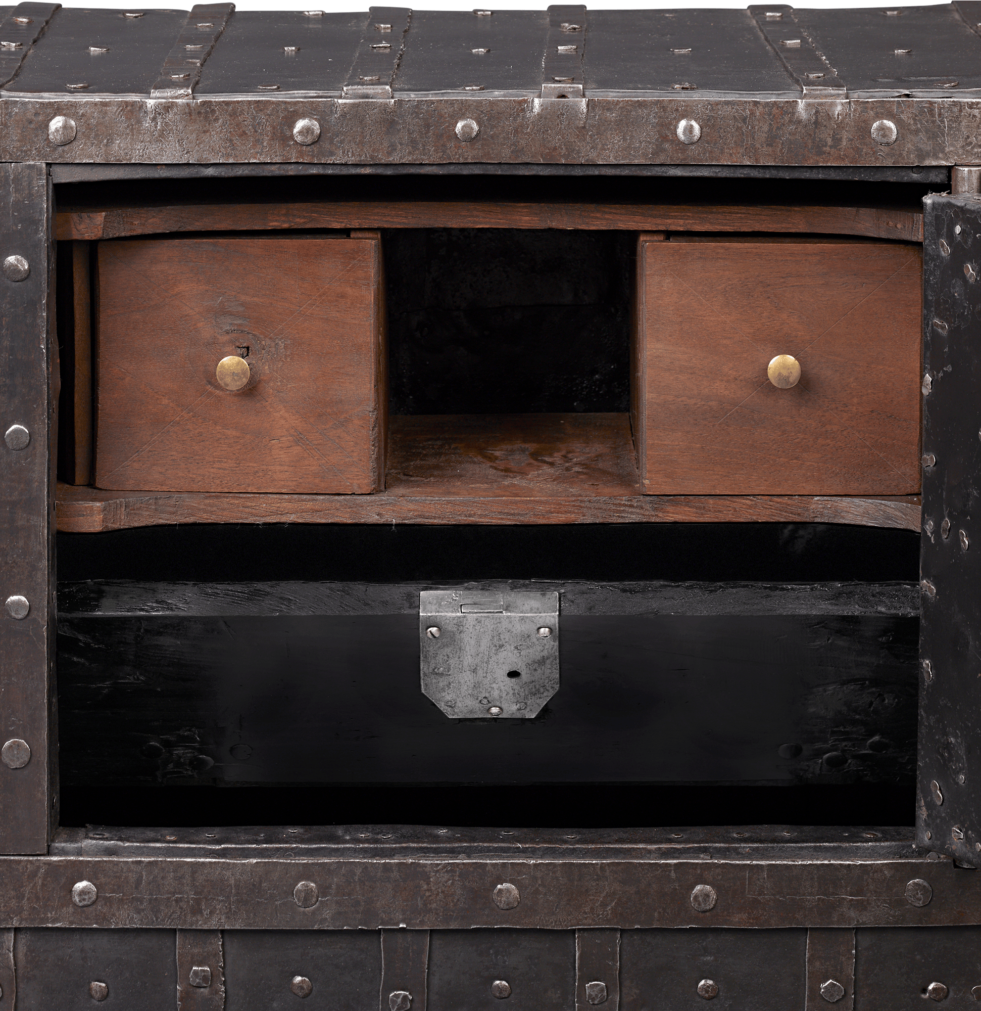 18th-Century Tabletop Italian Diamond Front Iron Safe