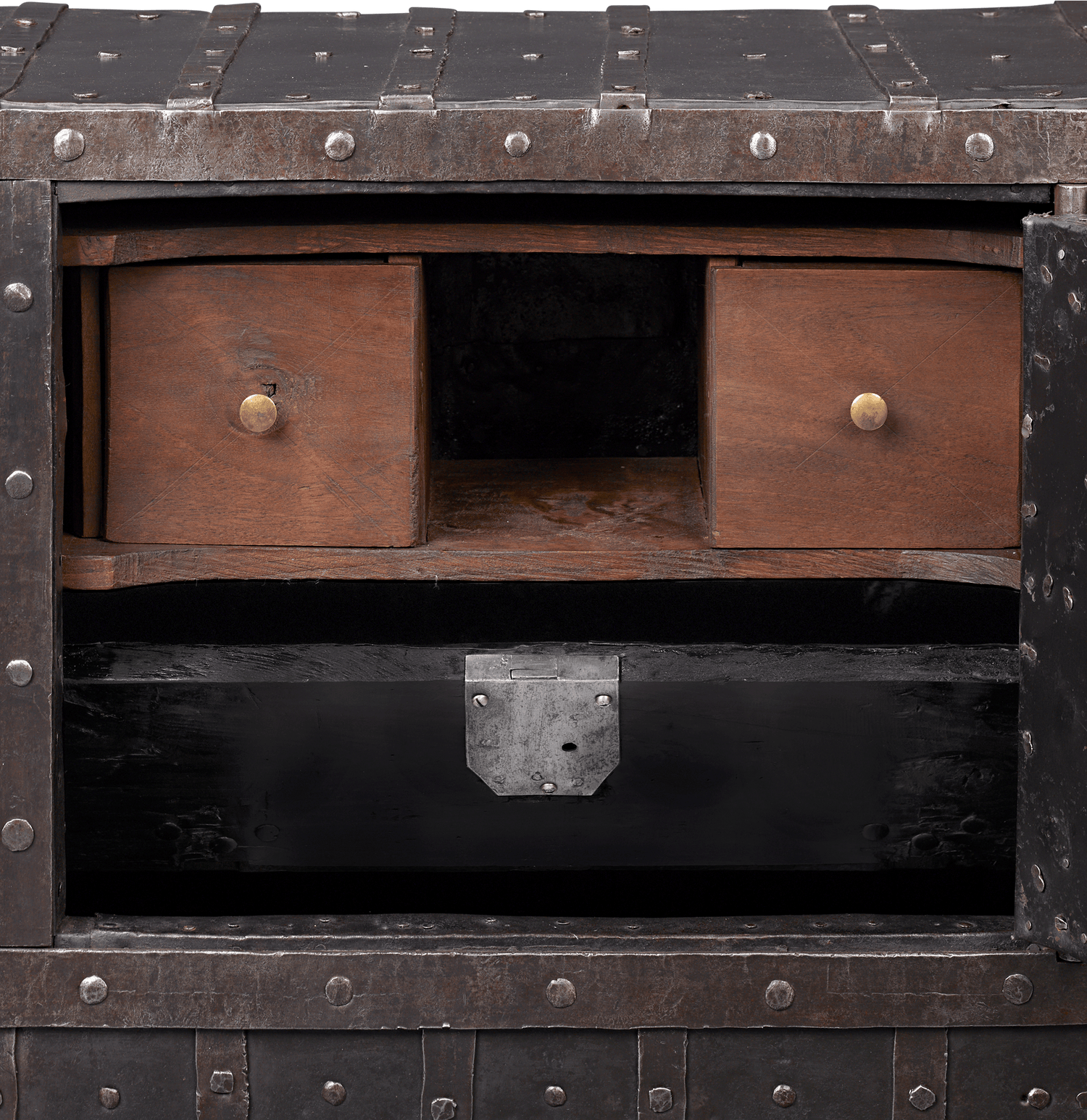 18th-Century Tabletop Italian Diamond Front Iron Safe