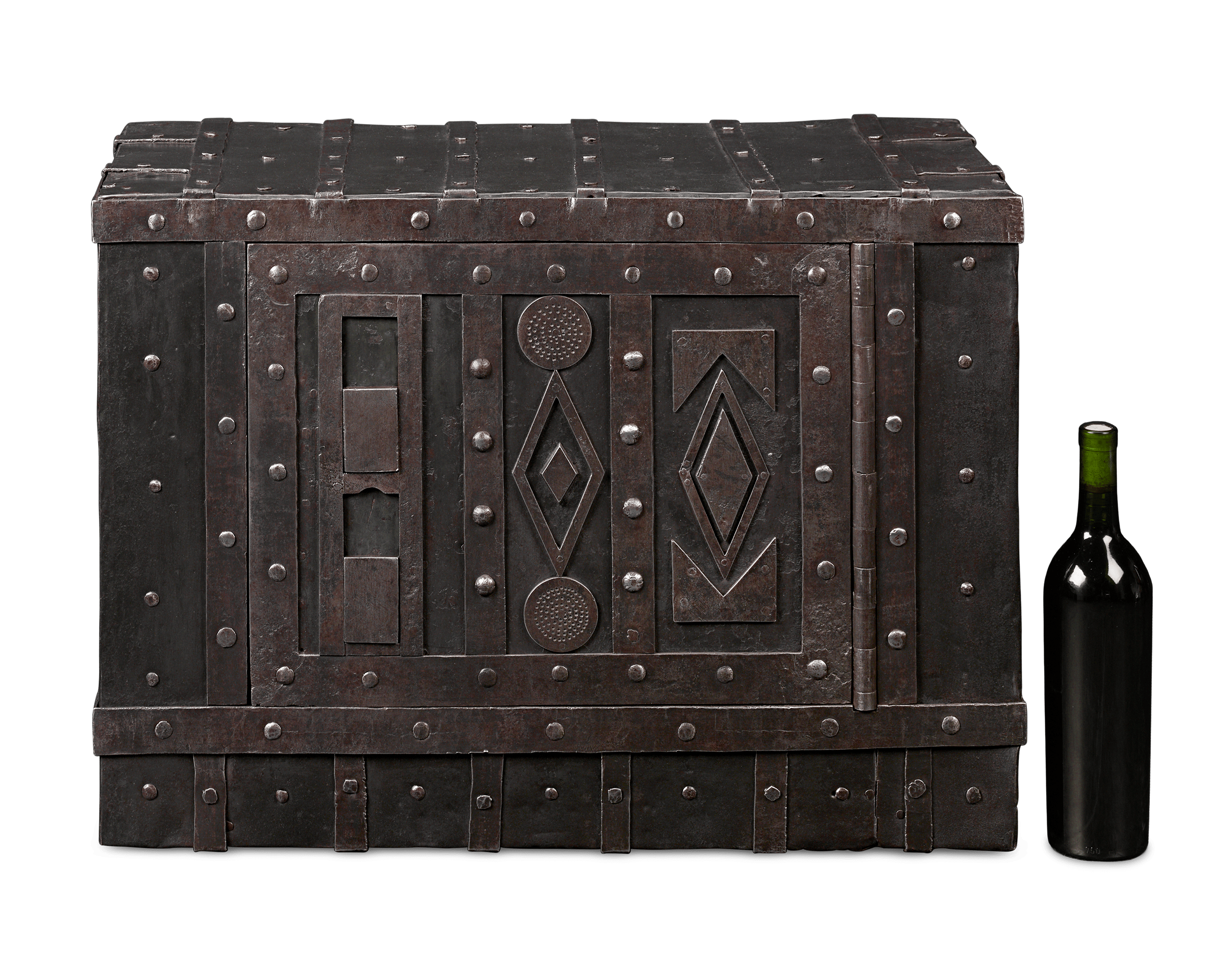 18th-Century Tabletop Italian Diamond Front Iron Safe