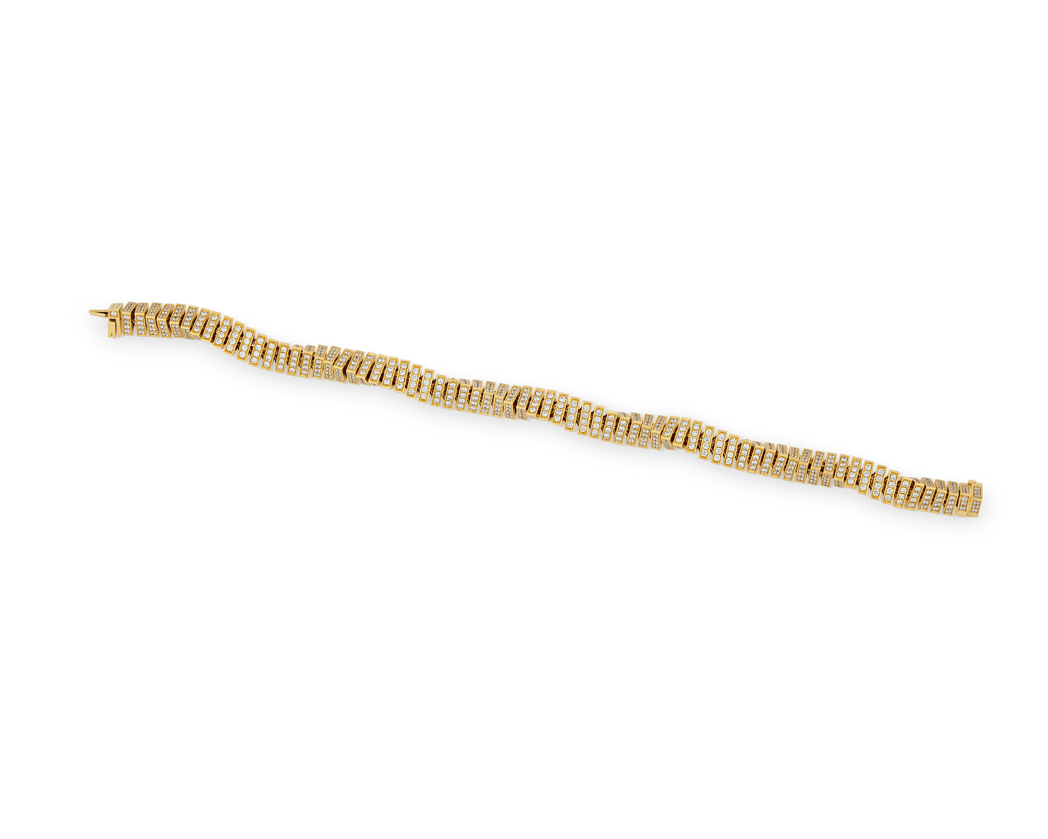 Yellow Gold Twisted Diamond Bracelet, 8.31 Carats