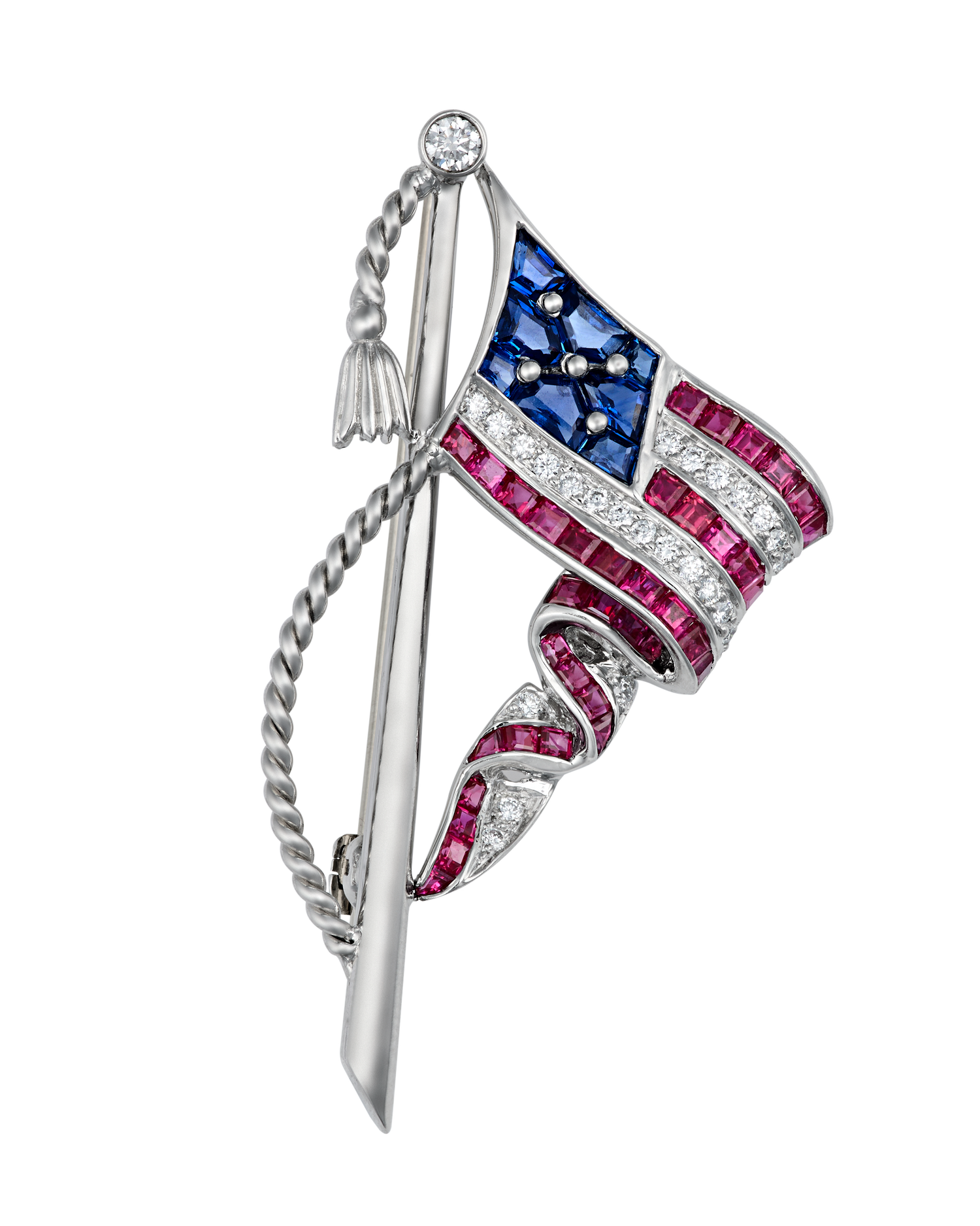 Oscar Heyman Gemstone American Flag Brooch