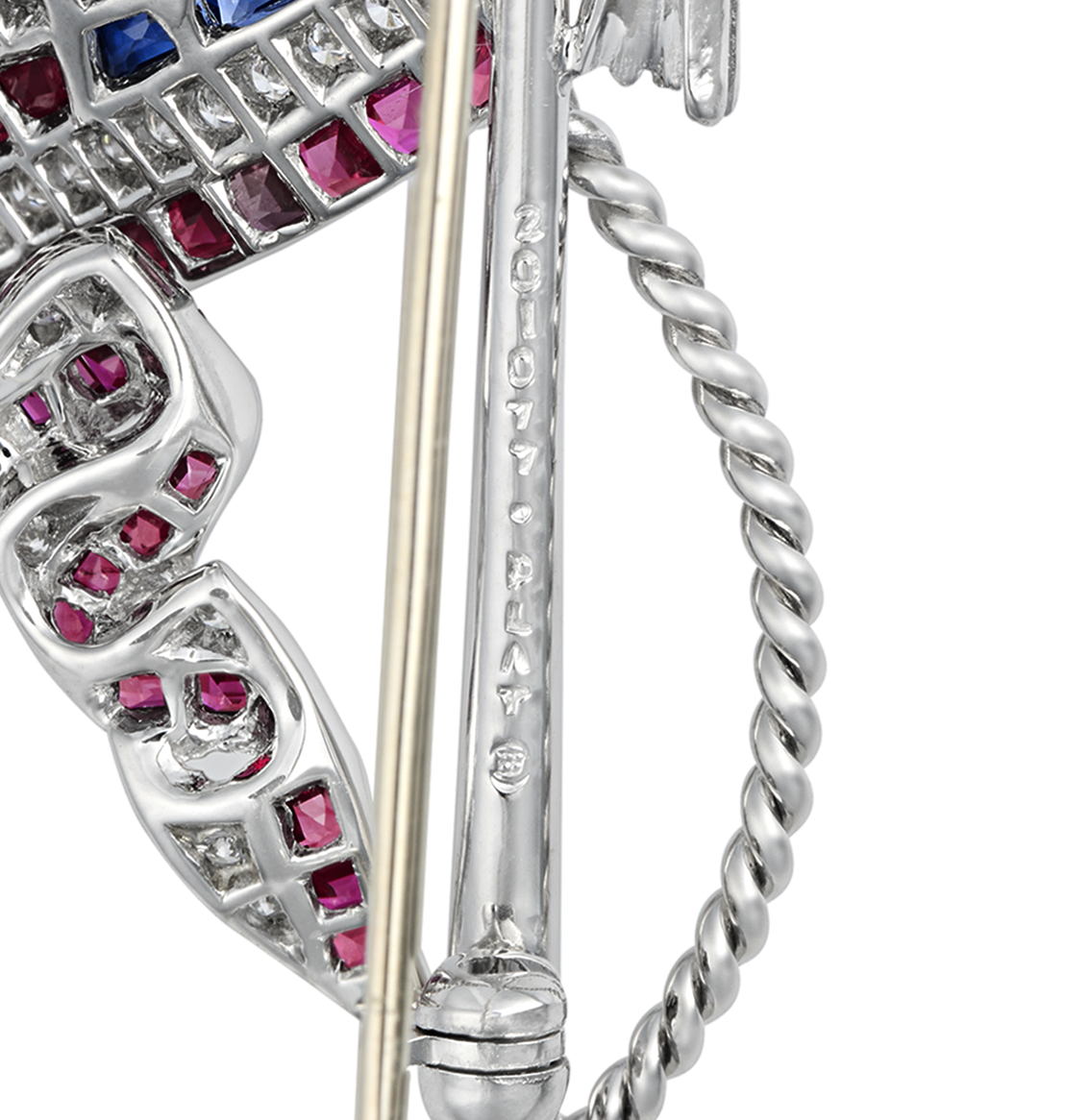 Oscar Heyman Gemstone American Flag Brooch