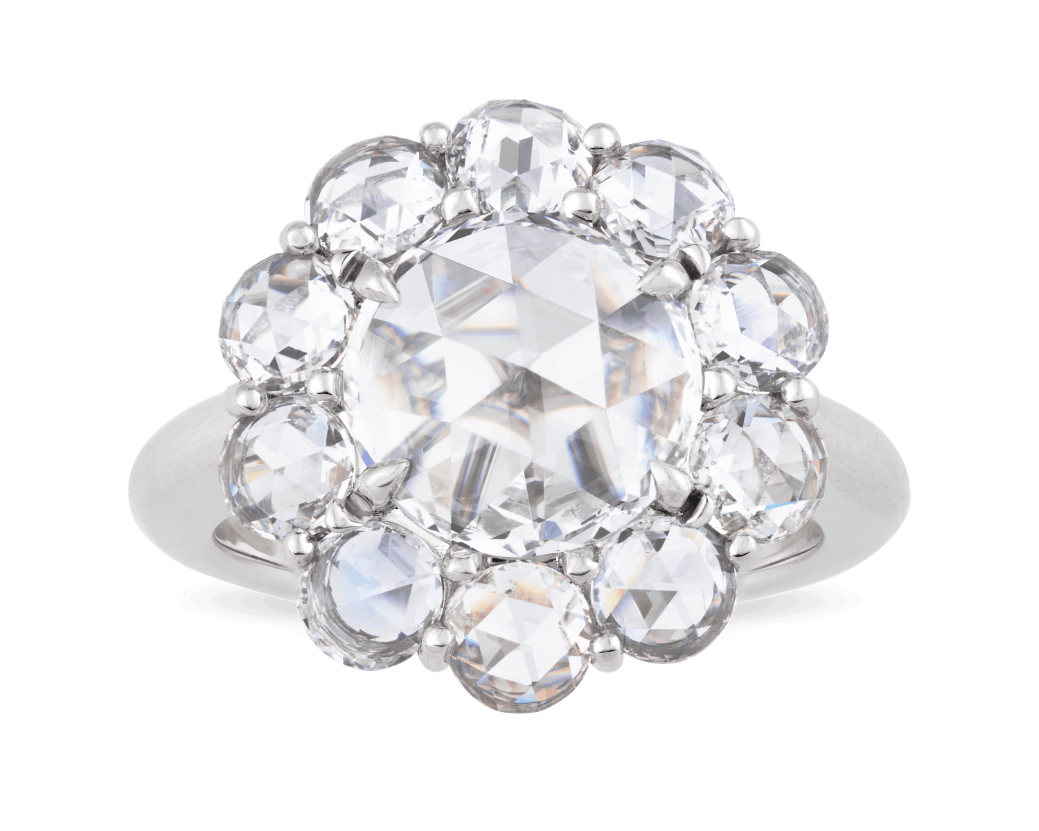 Floral Rose Cut Diamond Ring, 3.20 Carats