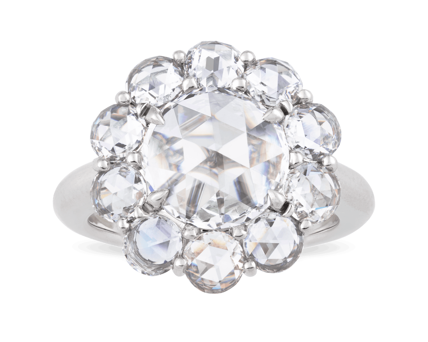 Floral Rose Cut Diamond Ring, 3.20 Carats