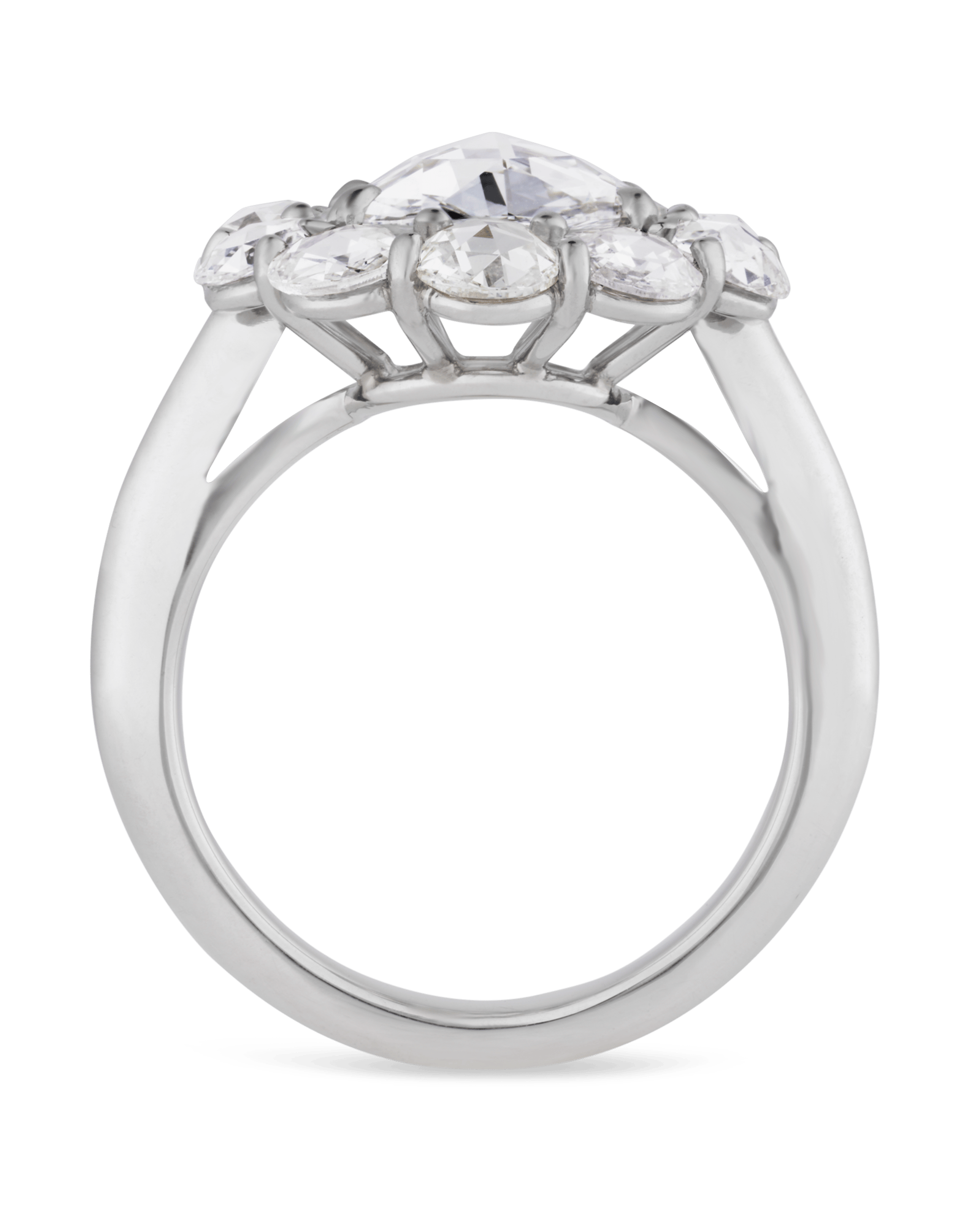 Floral Rose Cut Diamond Ring, 3.20 Carats