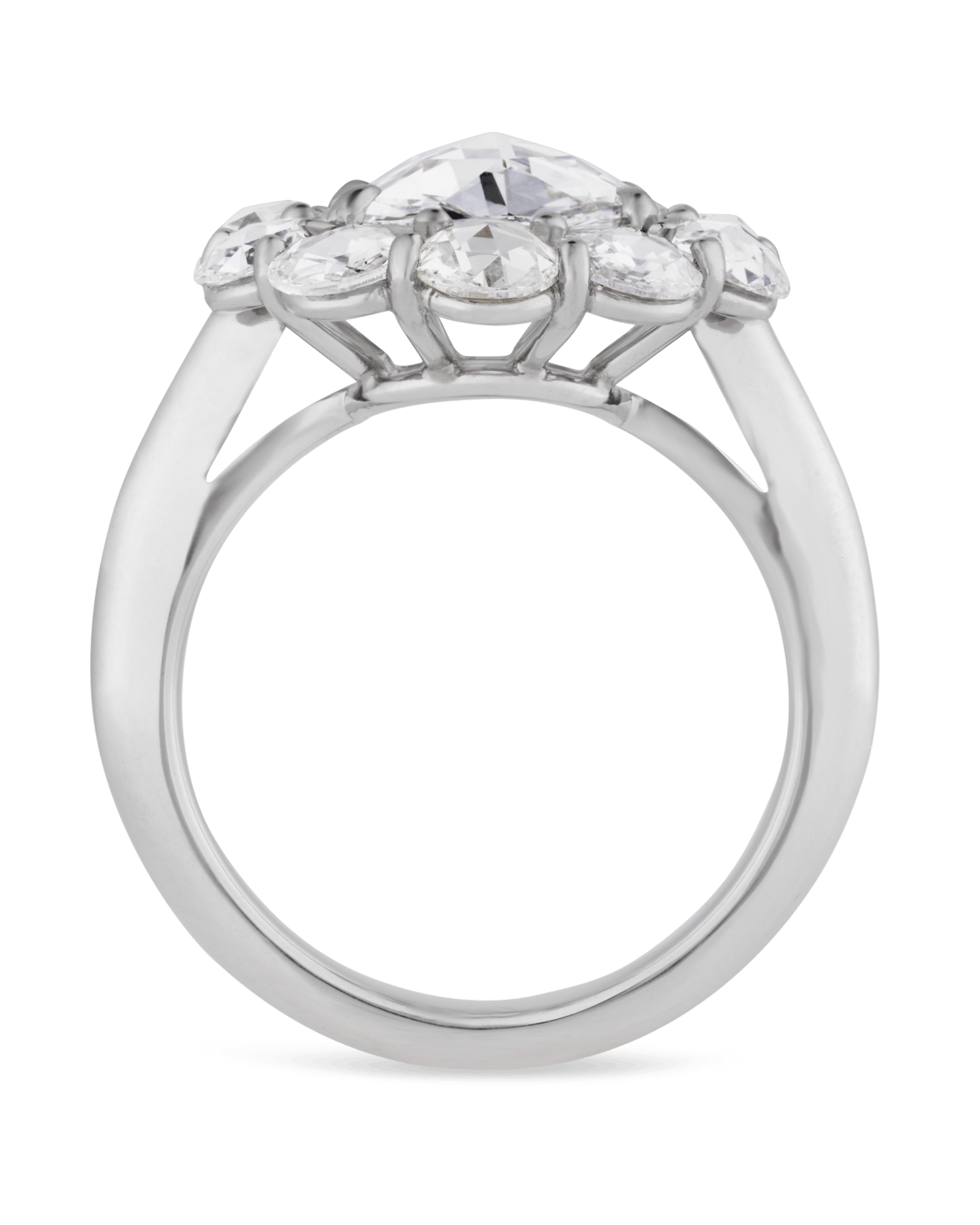 Floral Rose Cut Diamond Ring, 3.20 Carats