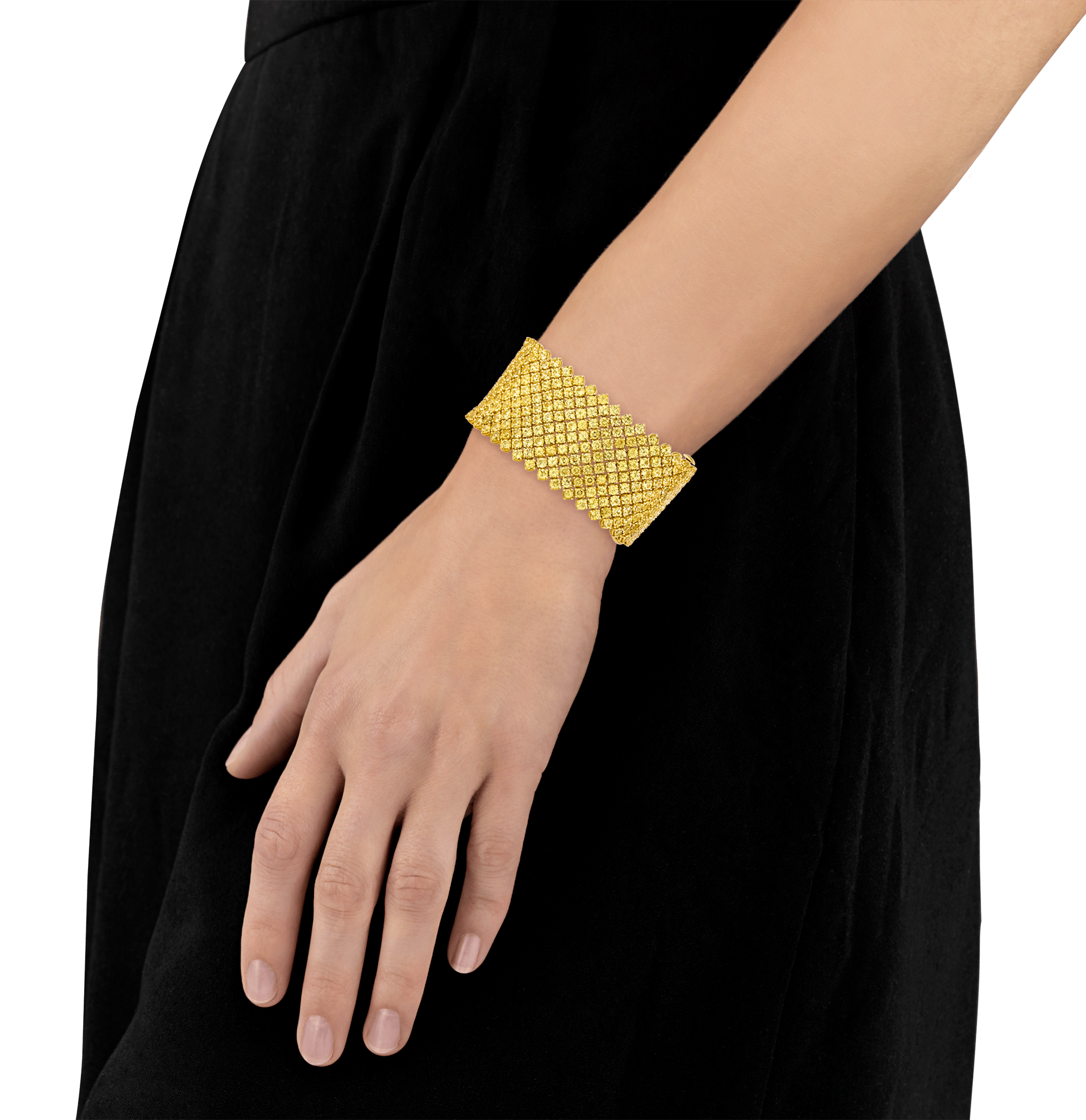 Yellow Sapphire Mesh Bracelet, 66.24 Carats