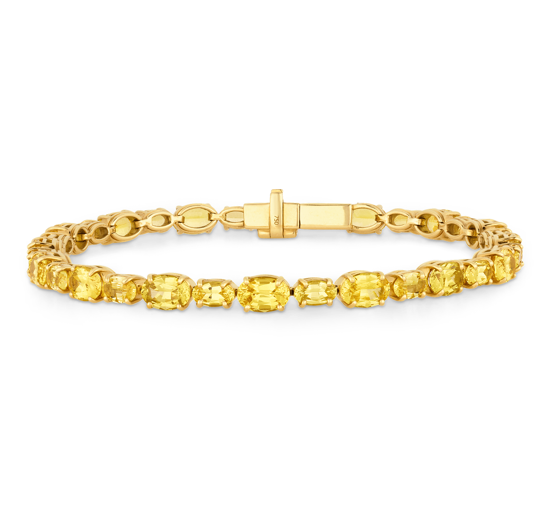 Untreated Yellow Sapphire Line Bracelet, 14.38 Carats