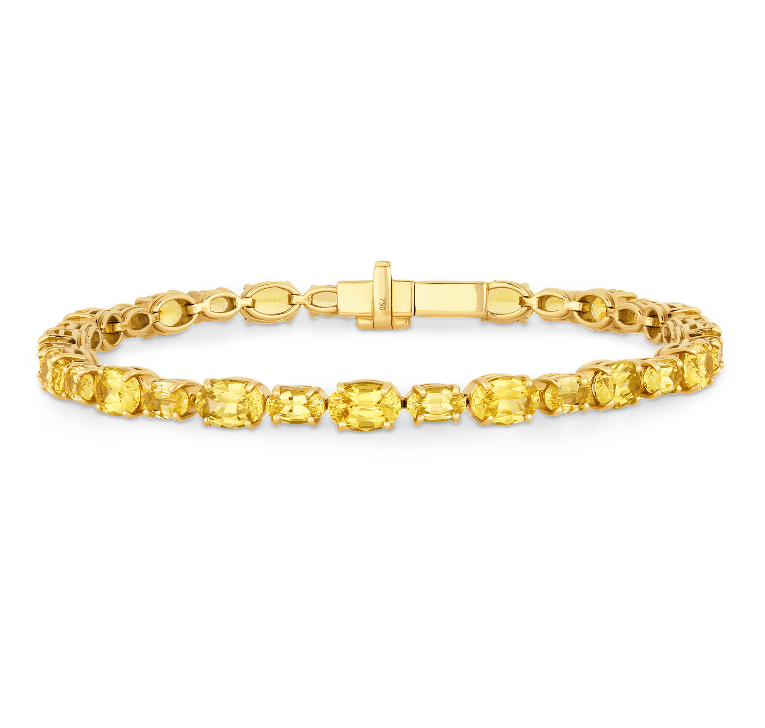 Untreated Yellow Sapphire Line Bracelet, 14.38 Carats