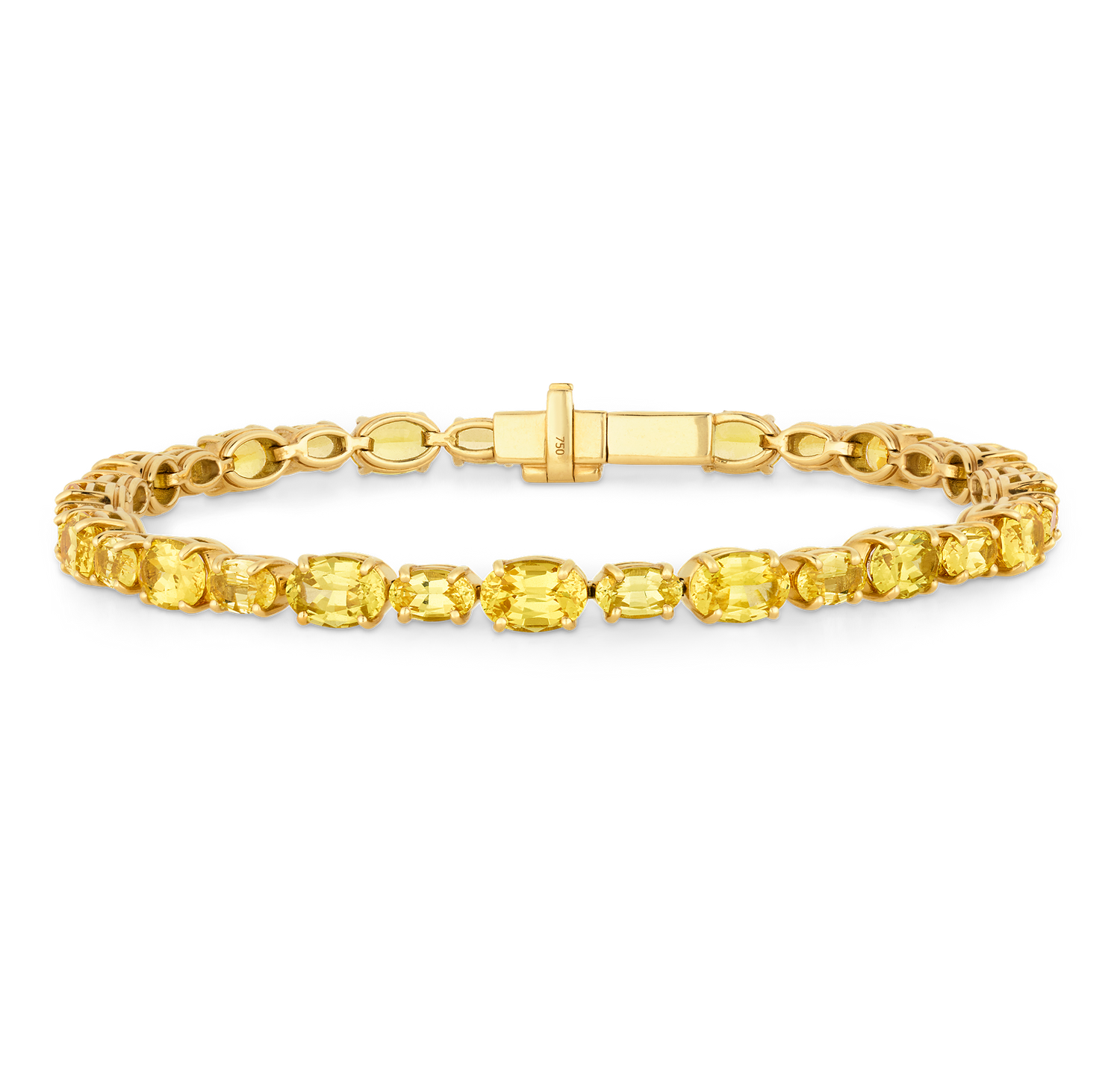 Untreated Yellow Sapphire Line Bracelet, 14.38 Carats