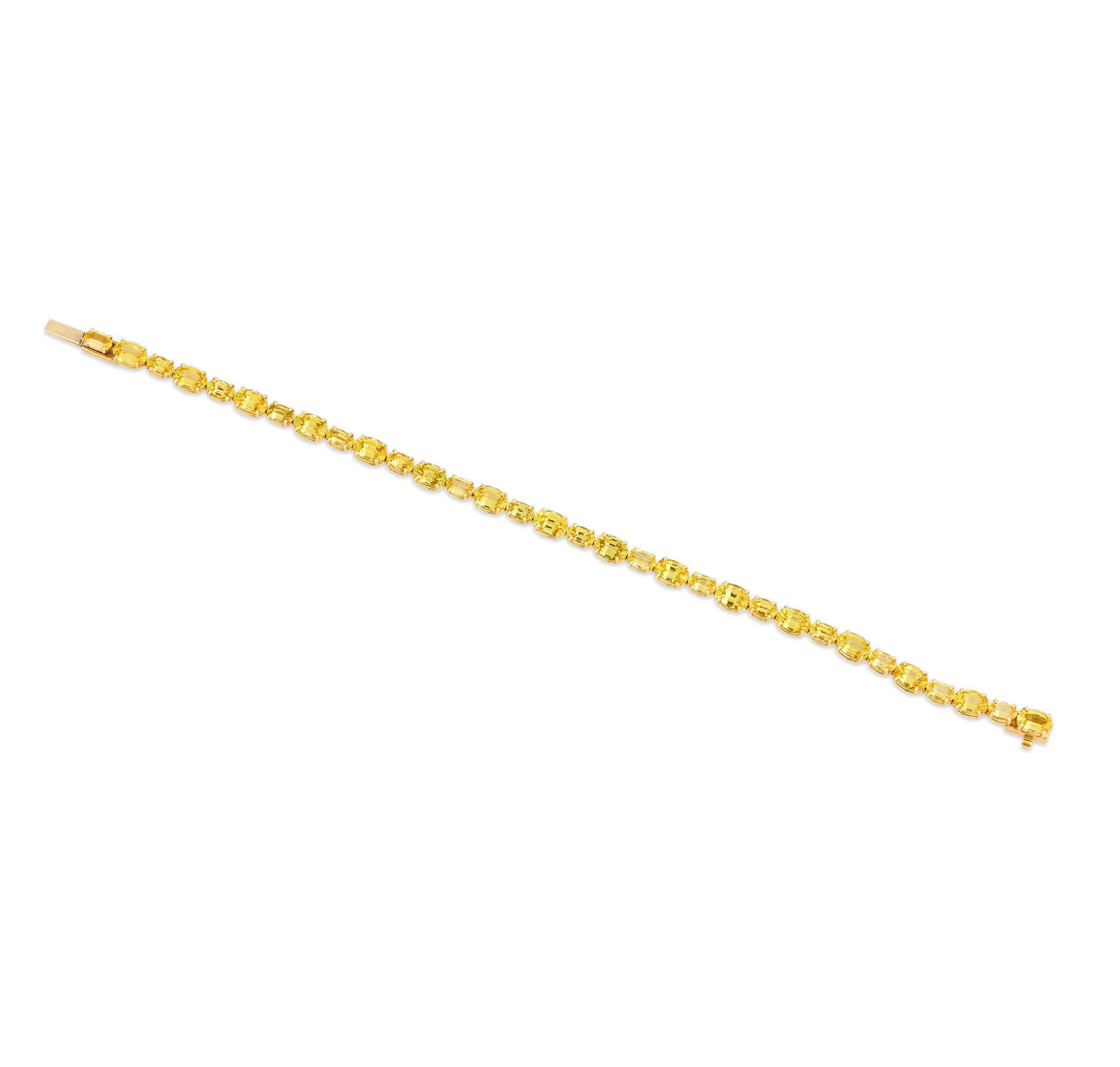 Untreated Yellow Sapphire Line Bracelet, 14.38 Carats