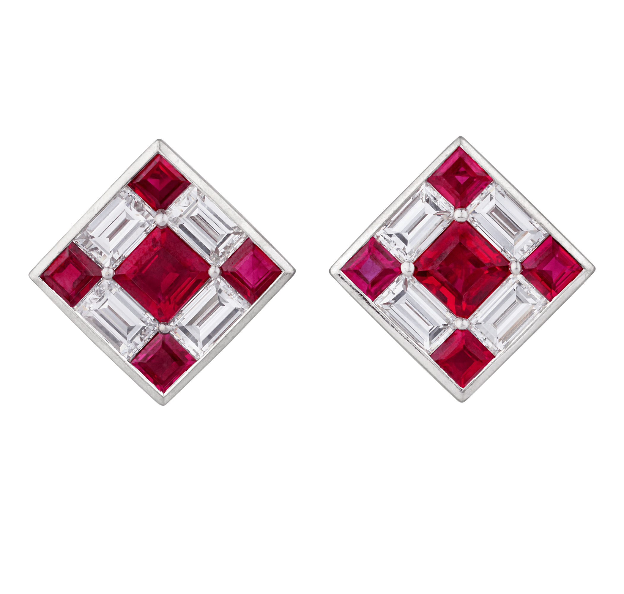 Ruby and Diamond Dice Earrings