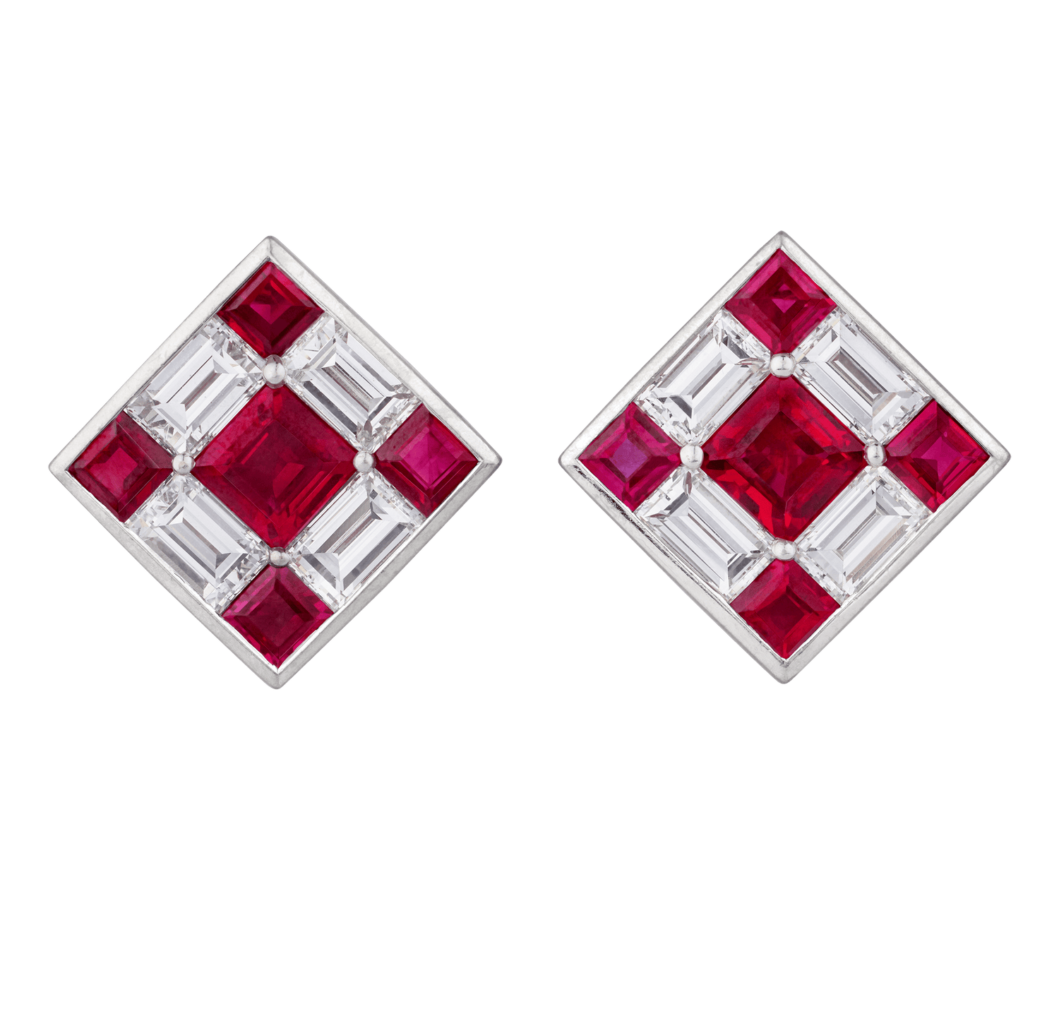 Ruby and Diamond Dice Earrings
