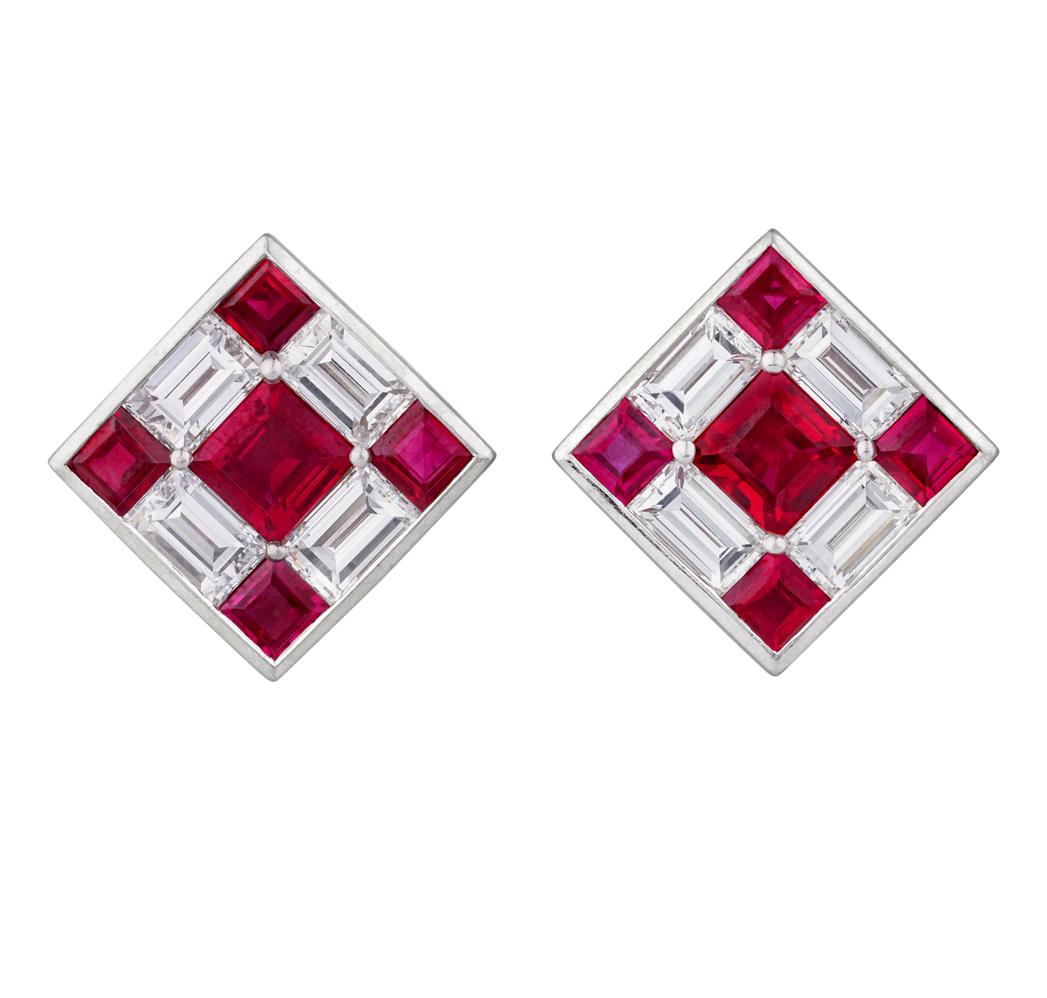 Ruby and Diamond Dice Earrings
