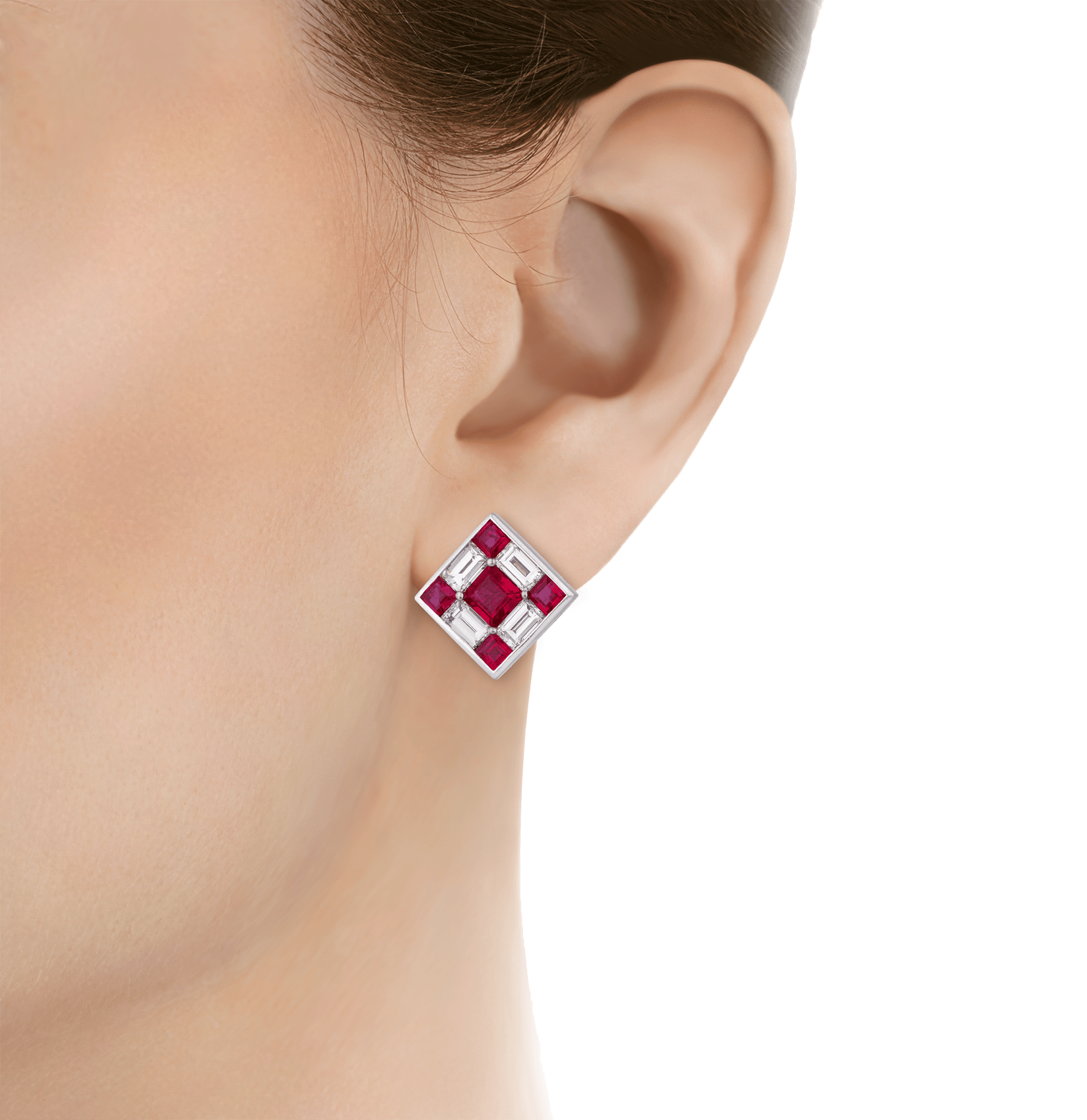 Ruby and Diamond Dice Earrings