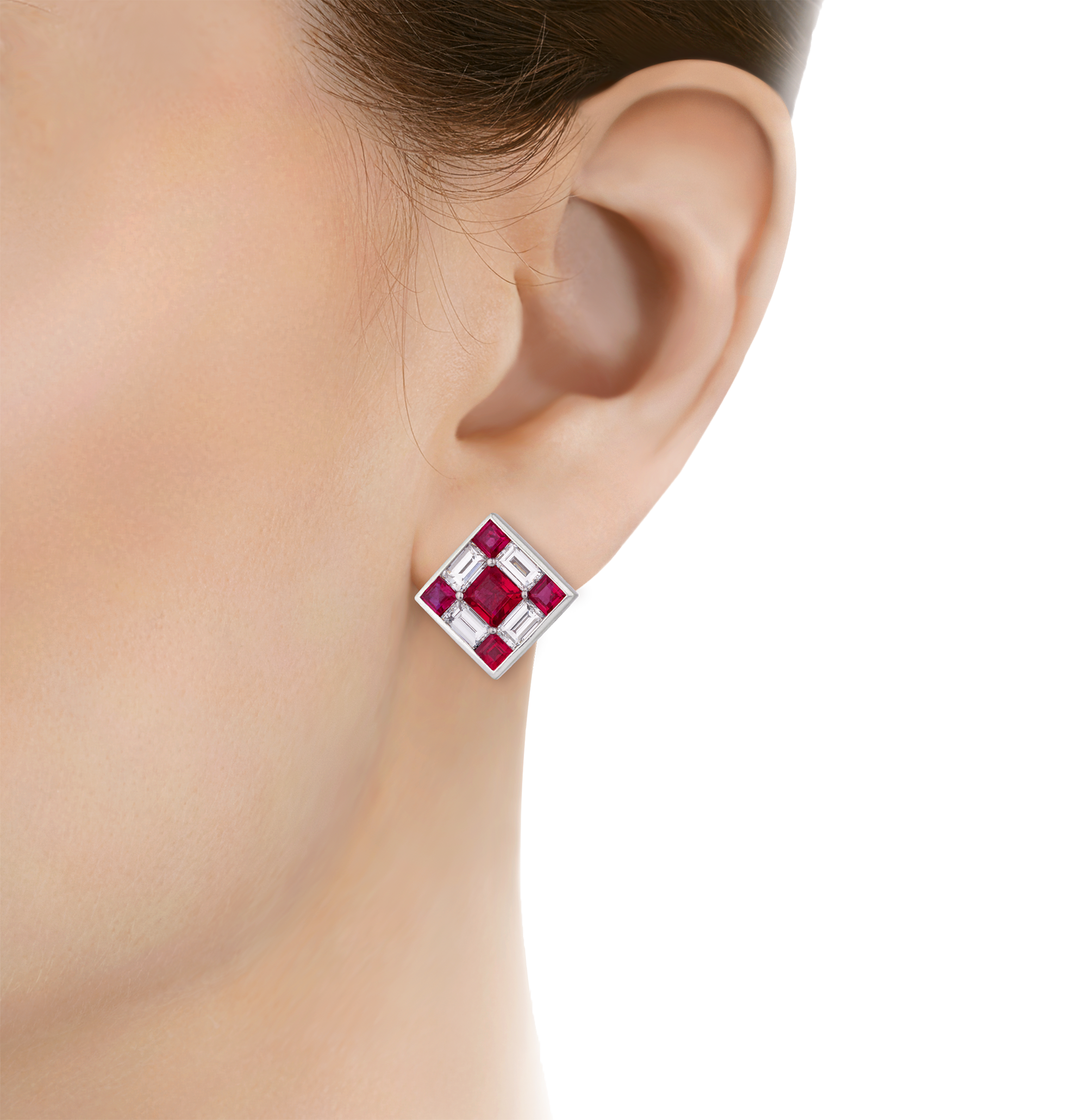 Ruby and Diamond Dice Earrings
