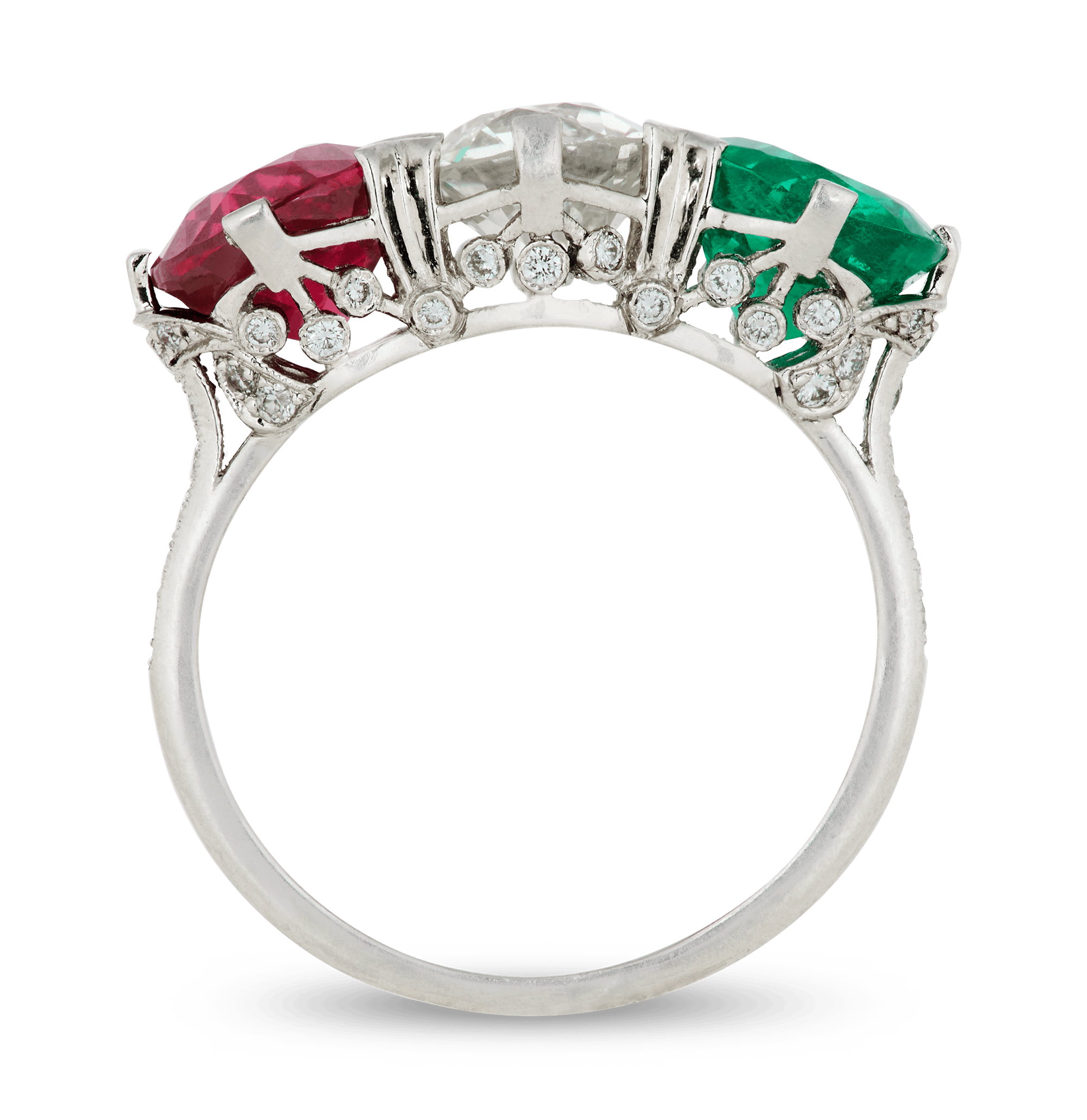 Ruby, Diamond and Emerald Ring