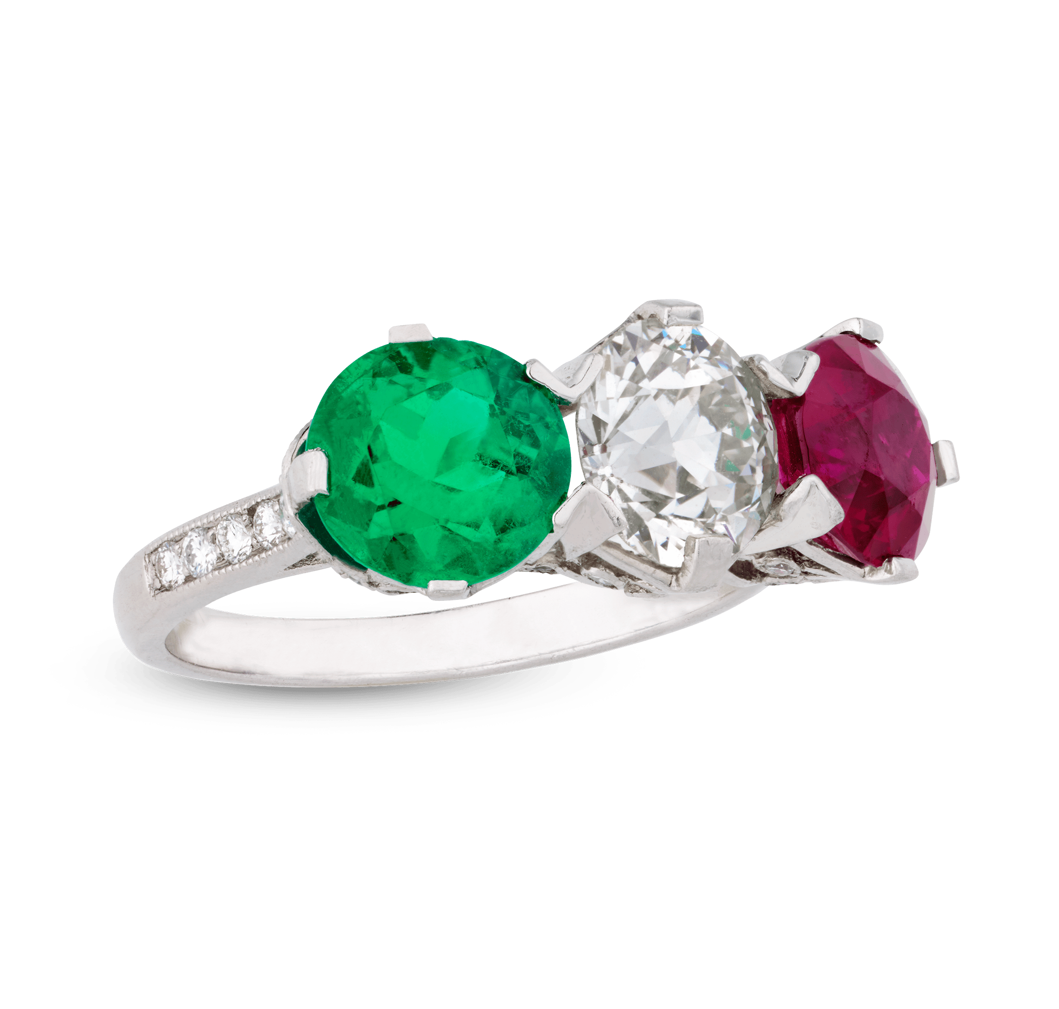 Ruby, Diamond and Emerald Ring