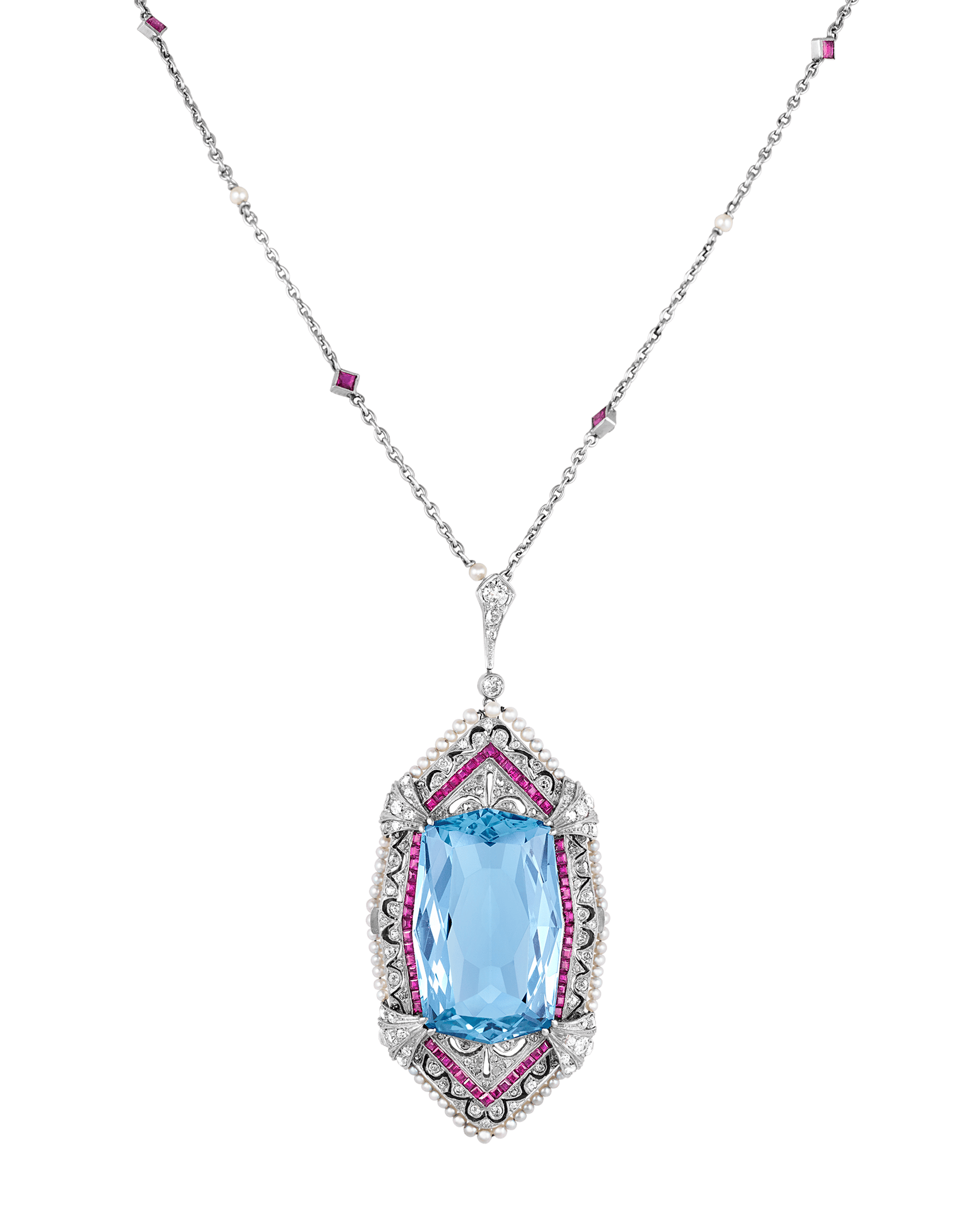 Tiffany & Co. Aquamarine Pendant Necklace, 40.00 carats
