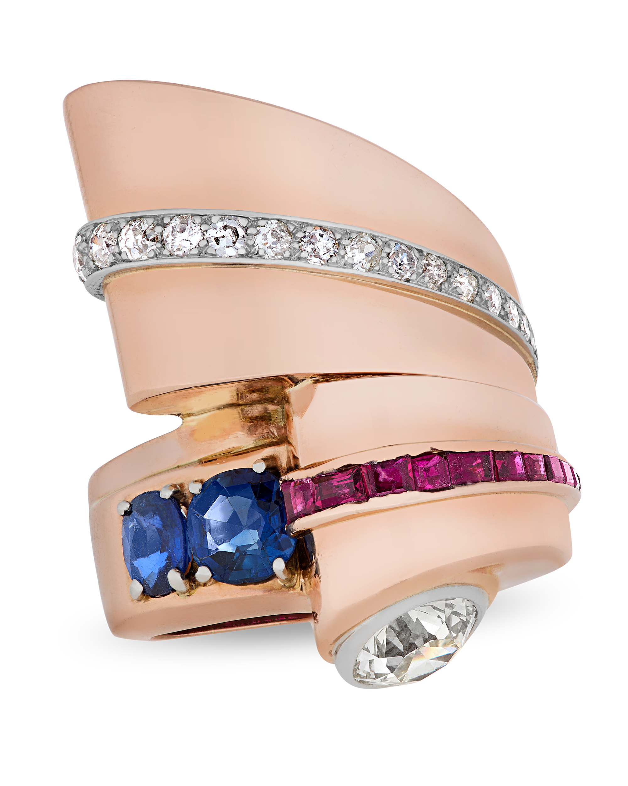 Retro Diamond, Sapphire and Ruby Ring
