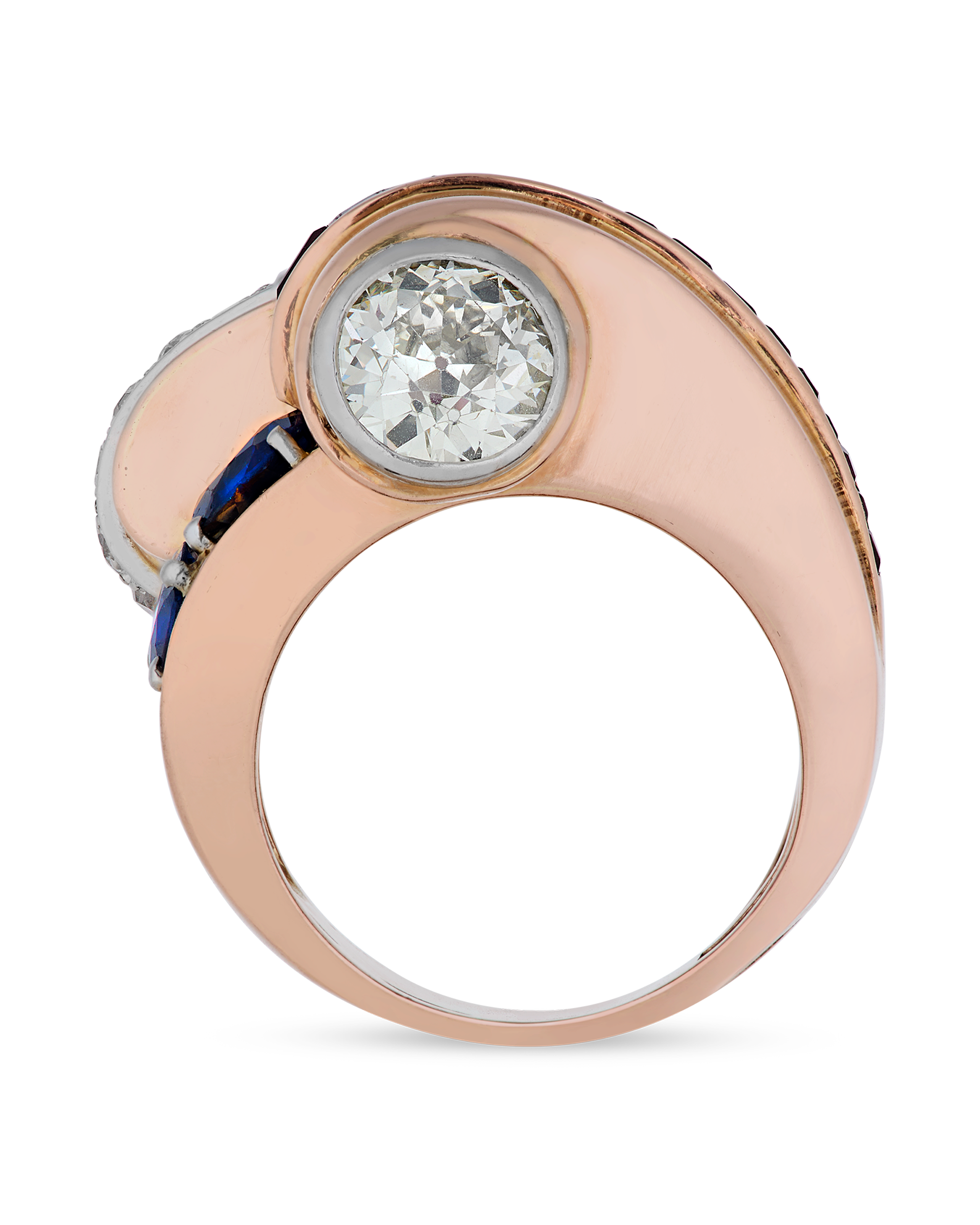 Retro Diamond, Sapphire and Ruby Ring