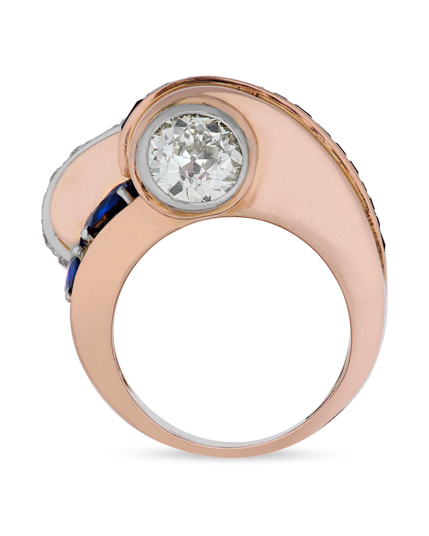 Retro Diamond, Sapphire and Ruby Ring