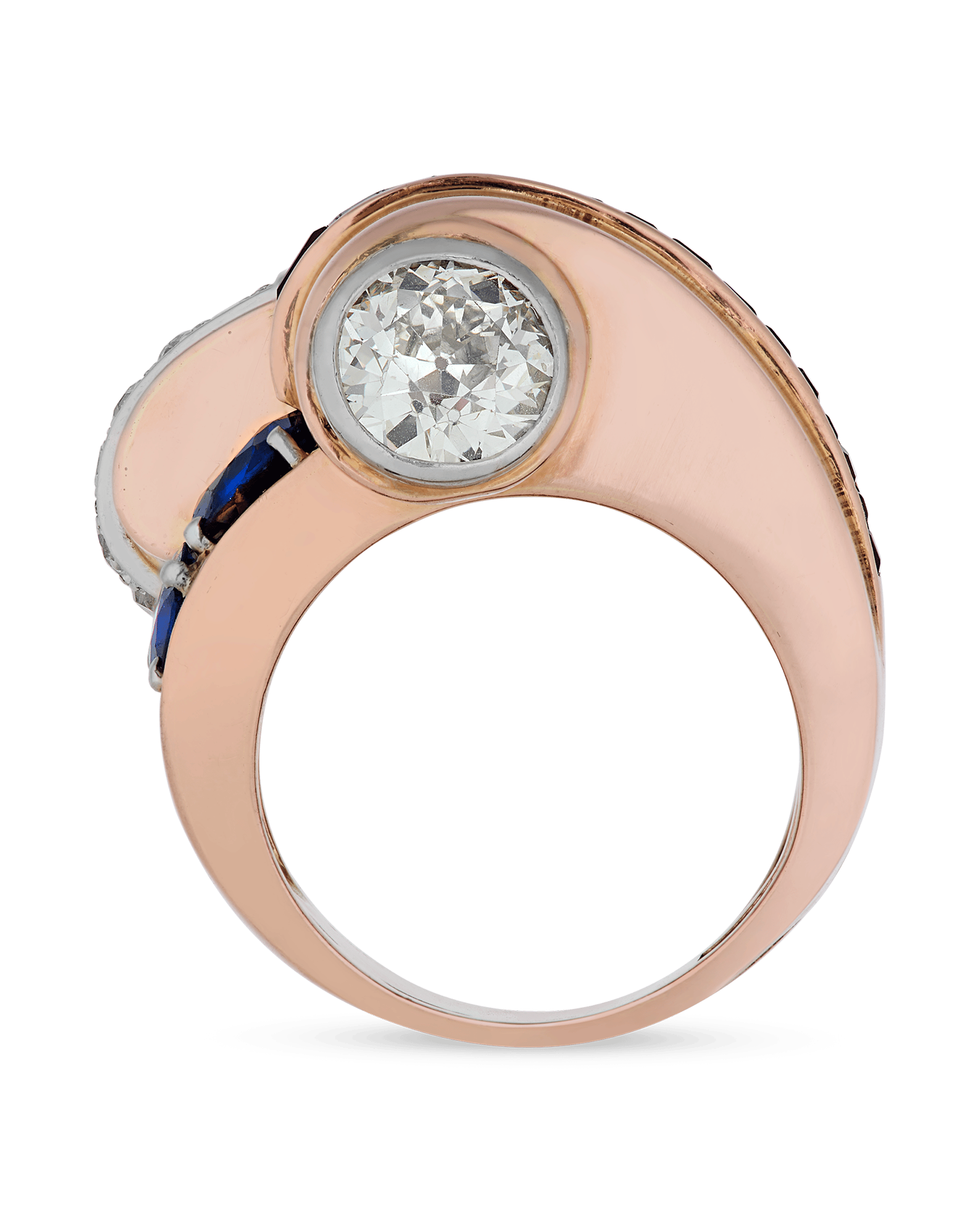 Retro Diamond, Sapphire and Ruby Ring