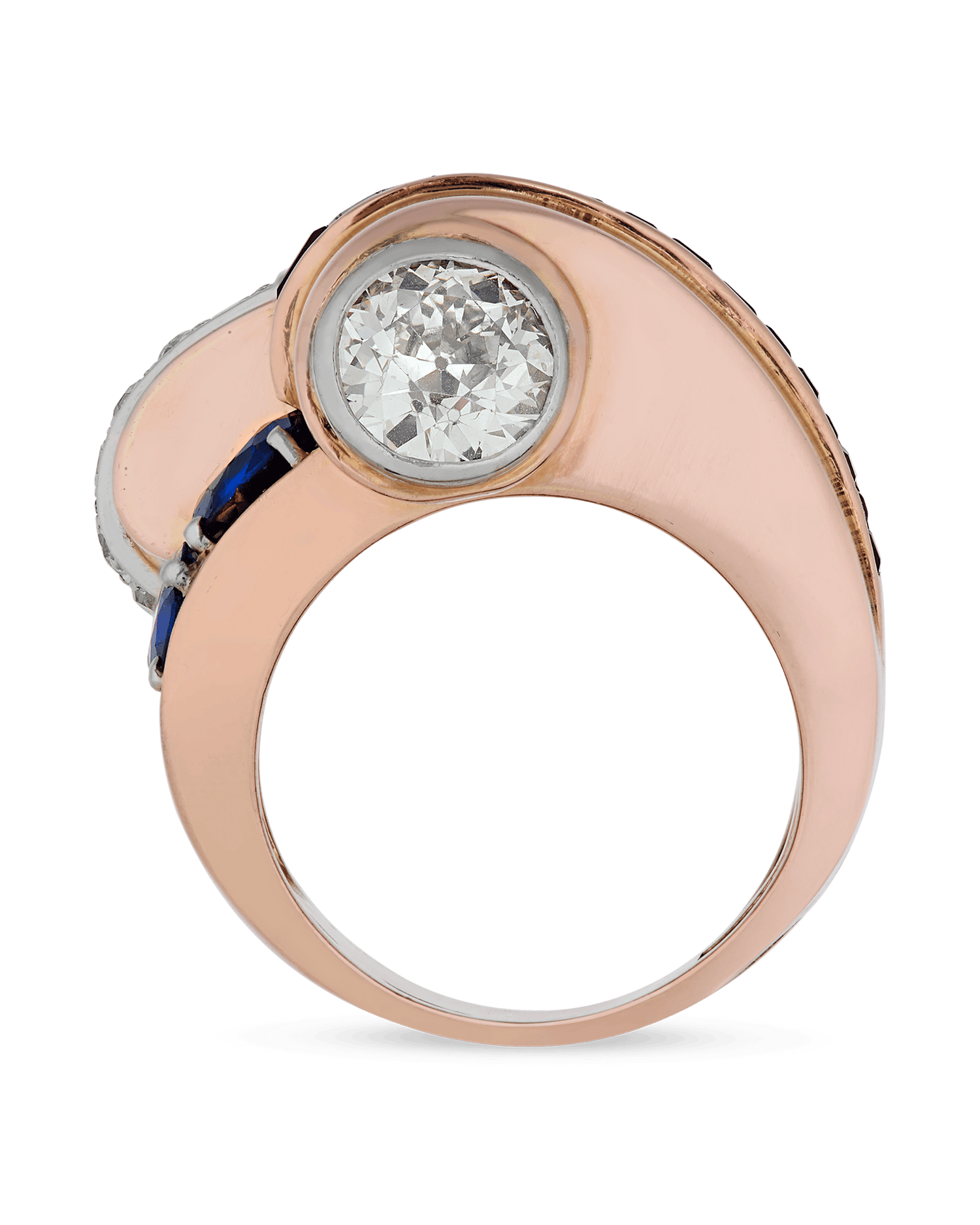 Retro Diamond, Sapphire and Ruby Ring