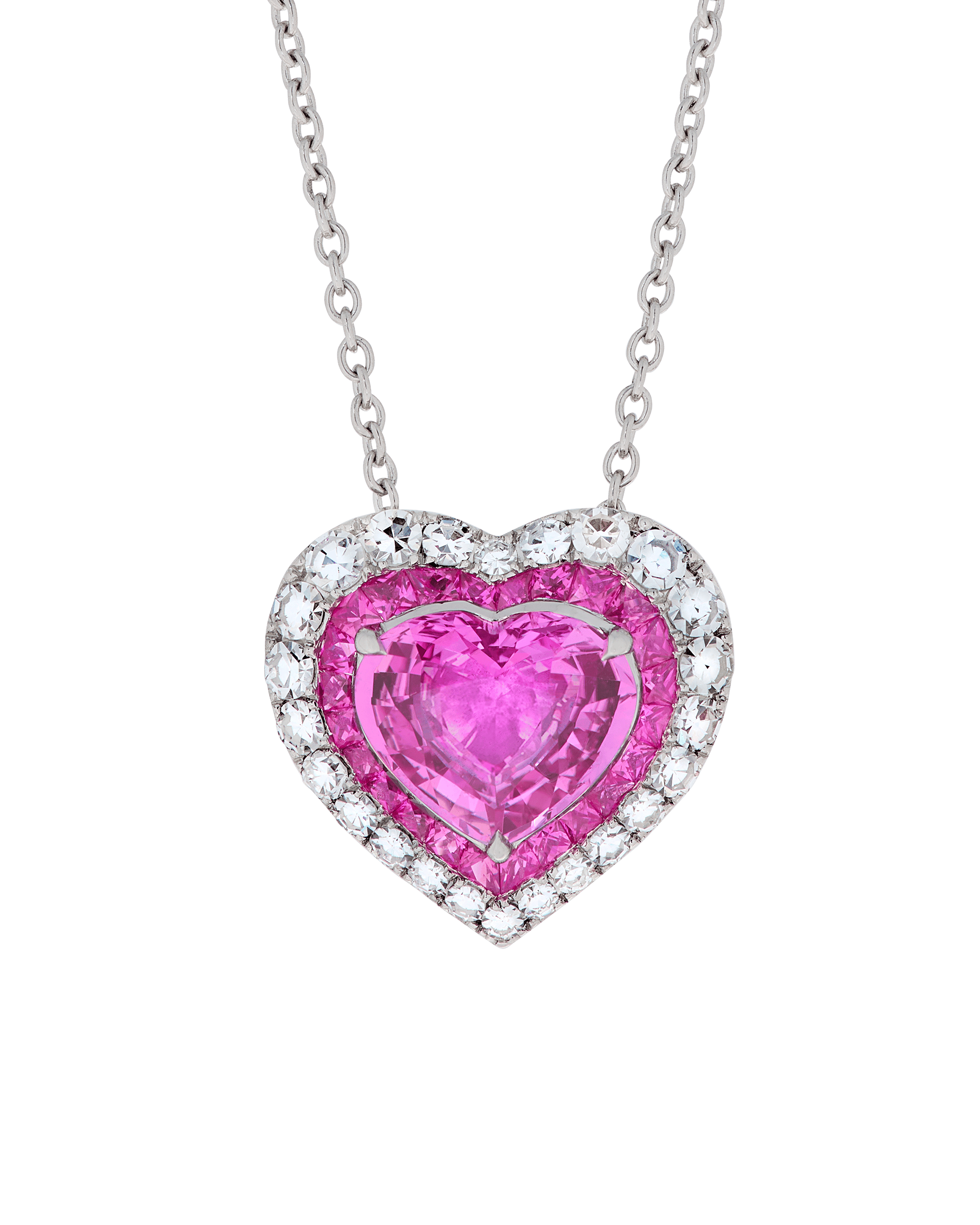 Untreated Heart-Shaped Pink Sapphire Pendant, 3.04 Carats