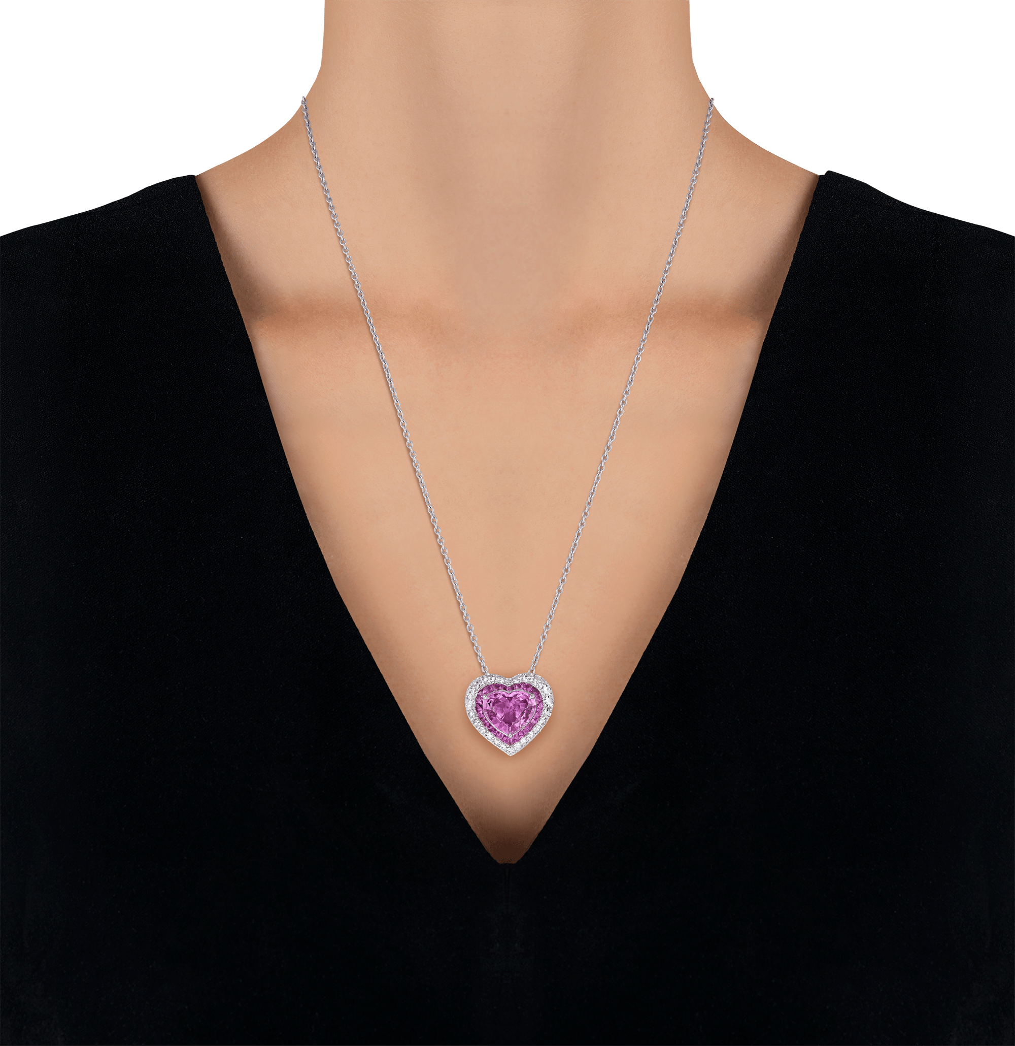 Untreated Heart-Shaped Pink Sapphire Pendant, 3.04 Carats
