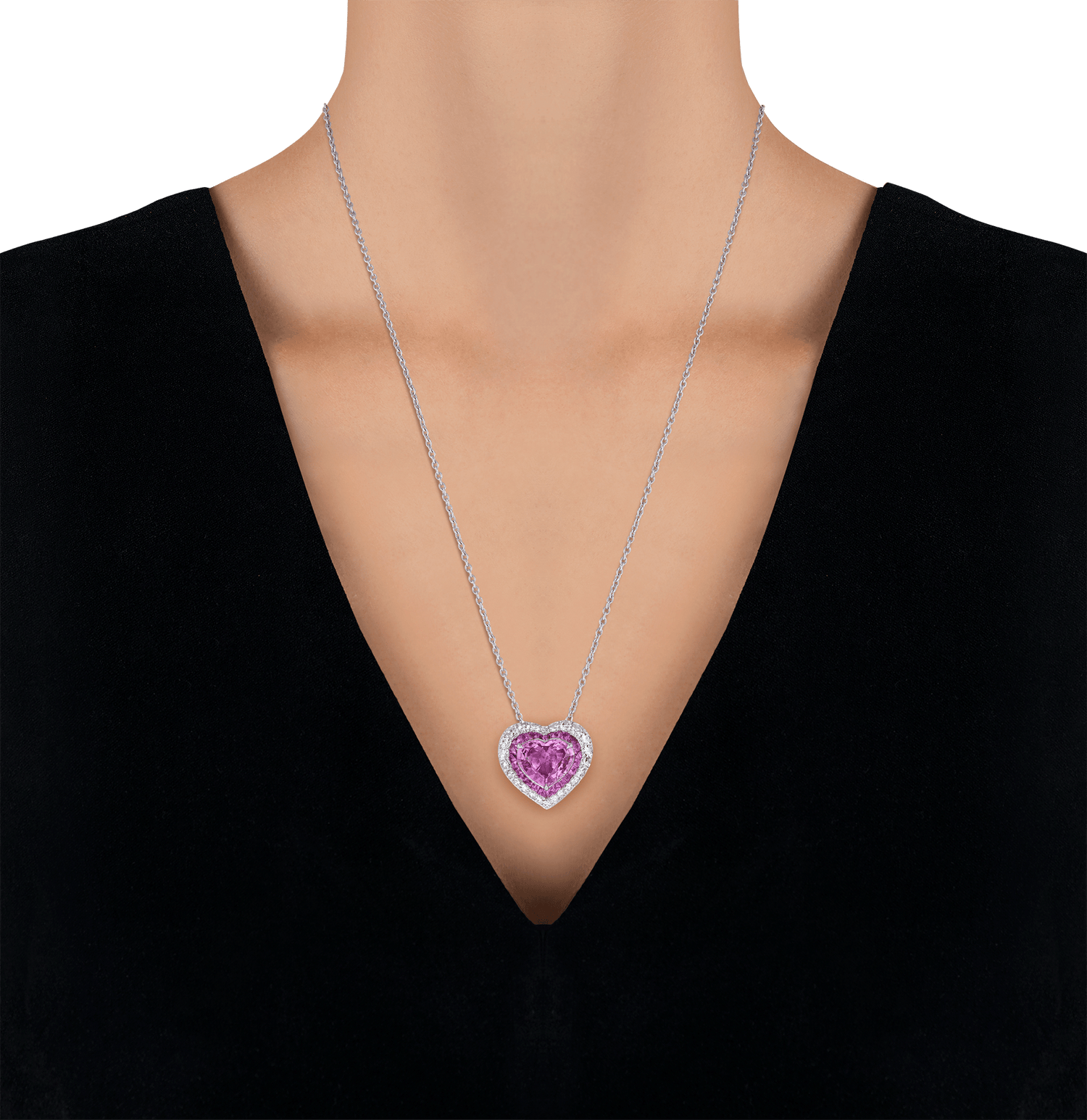 Untreated Heart-Shaped Pink Sapphire Pendant, 3.04 Carats