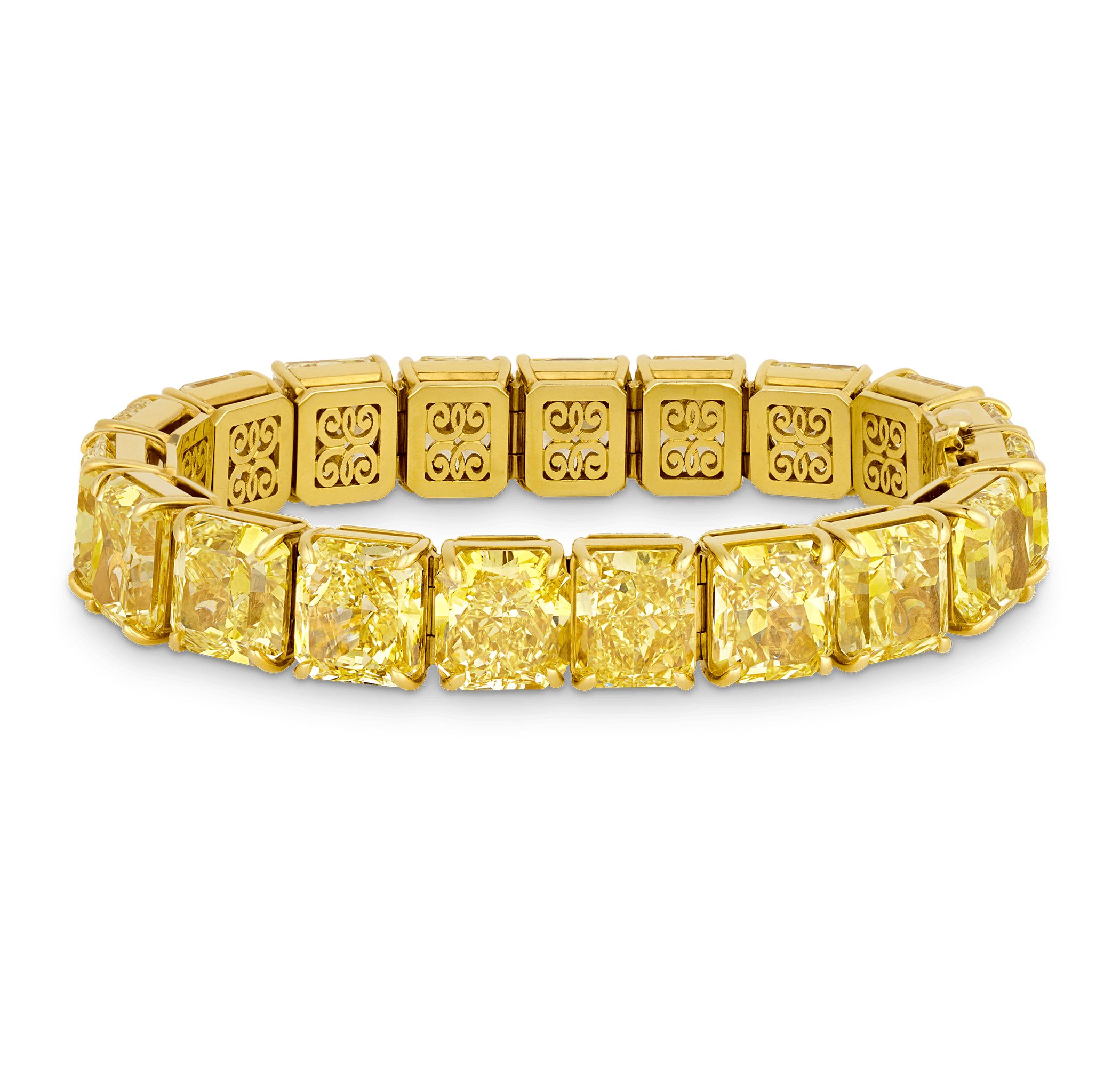 Fancy Intense Yellow Diamond Bracelet, 102.04 Carats