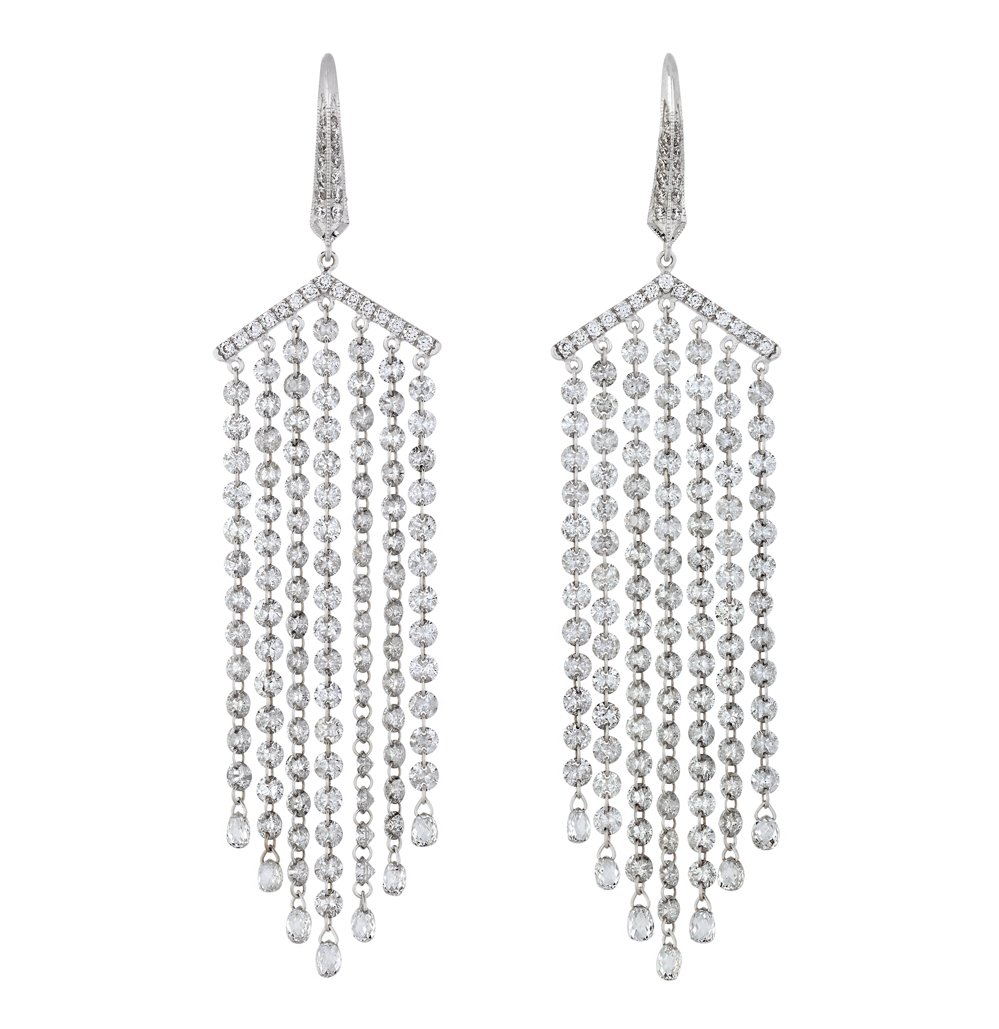 Diamond Chandelier Earrings, 9.96 Carats