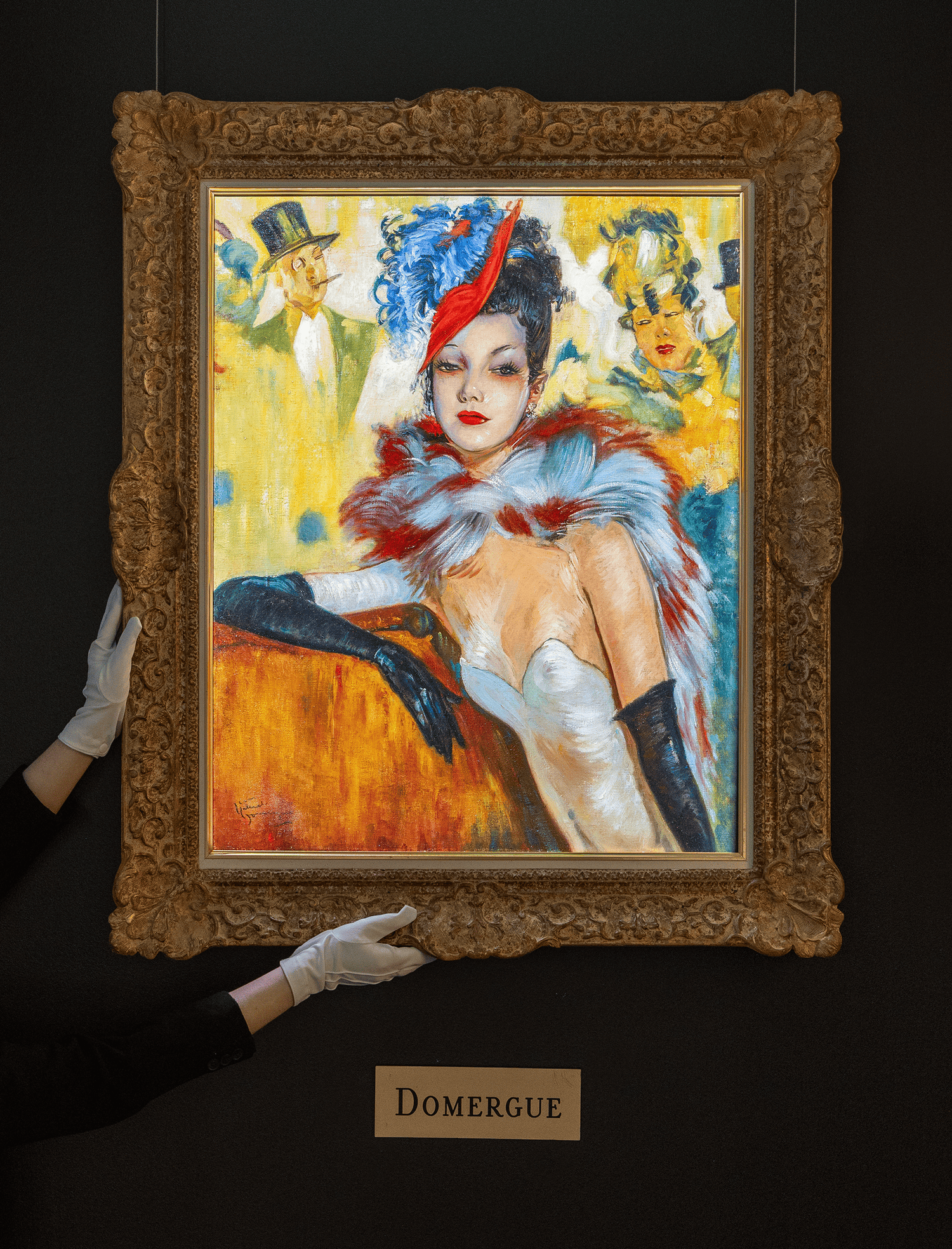 Elegant Lady with Feather Boa by Jean-Gabriel Domergue