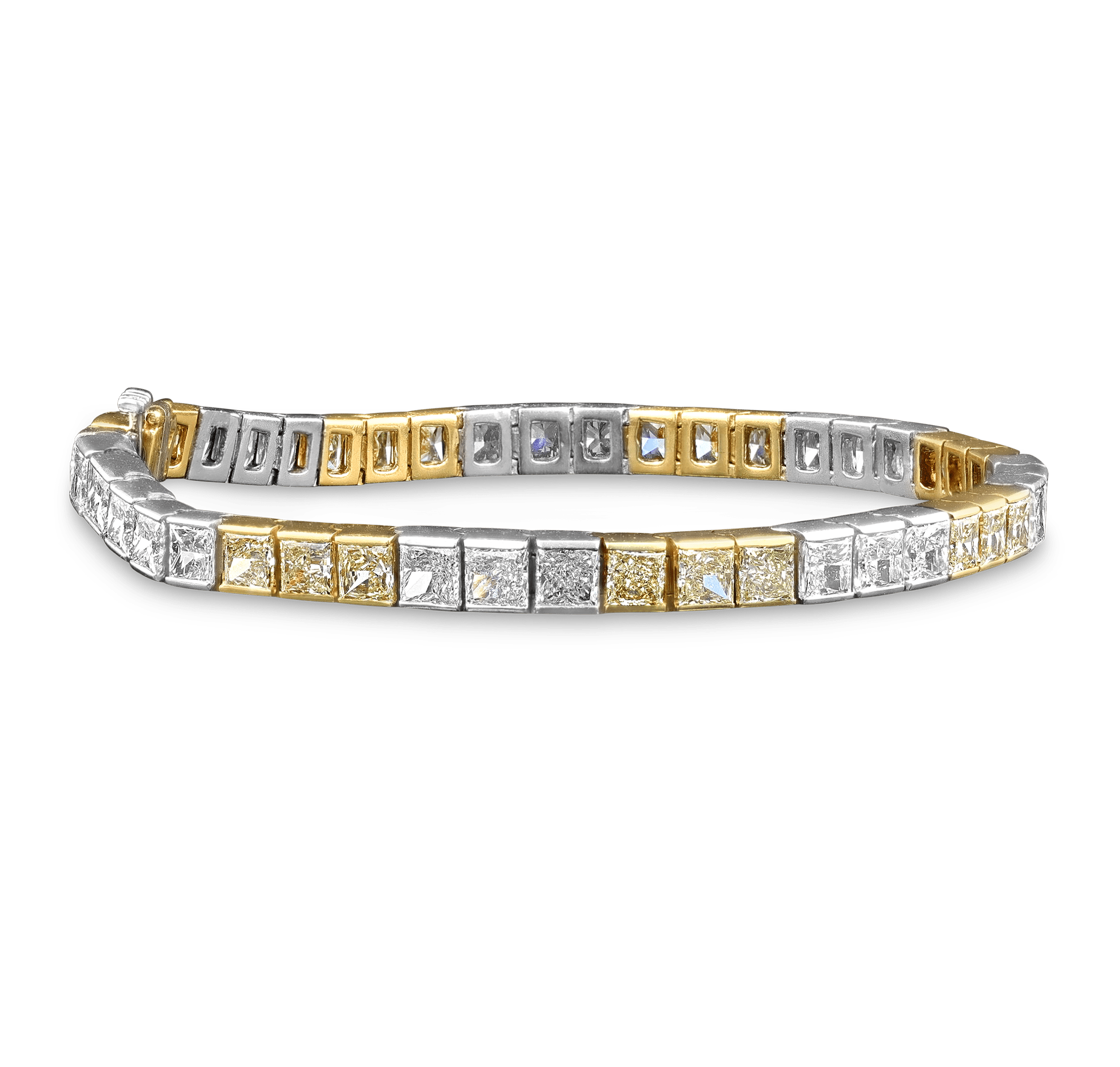 Yellow and White Diamond Tennis Bracelet, 15.00 Carats