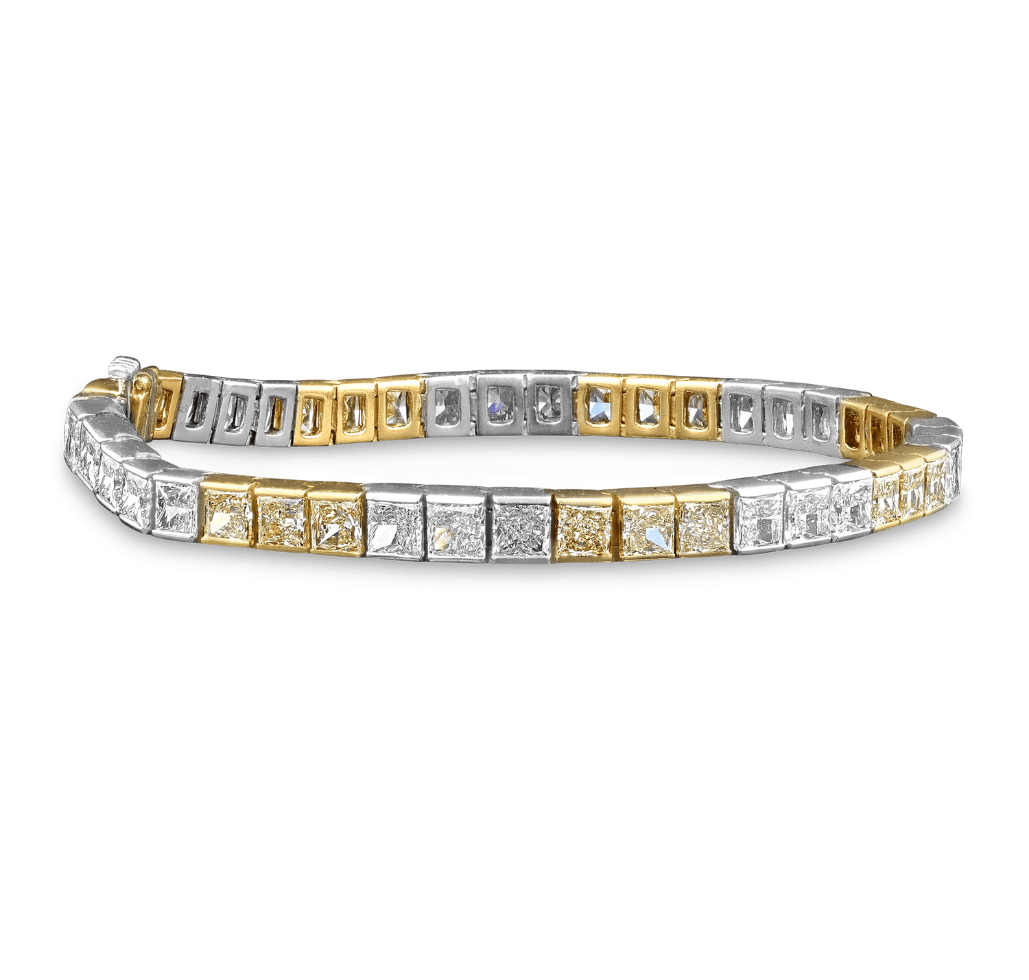 Yellow and White Diamond Tennis Bracelet, 15.00 Carats
