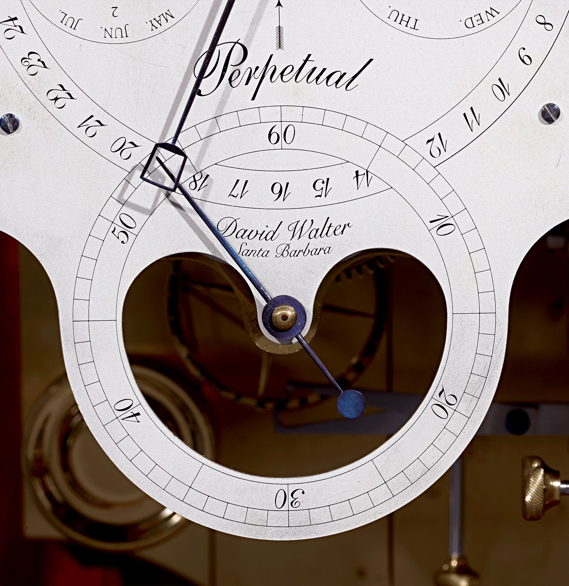 Double Pendulum Clock with Planisphere and Wandering Moon by David Walter