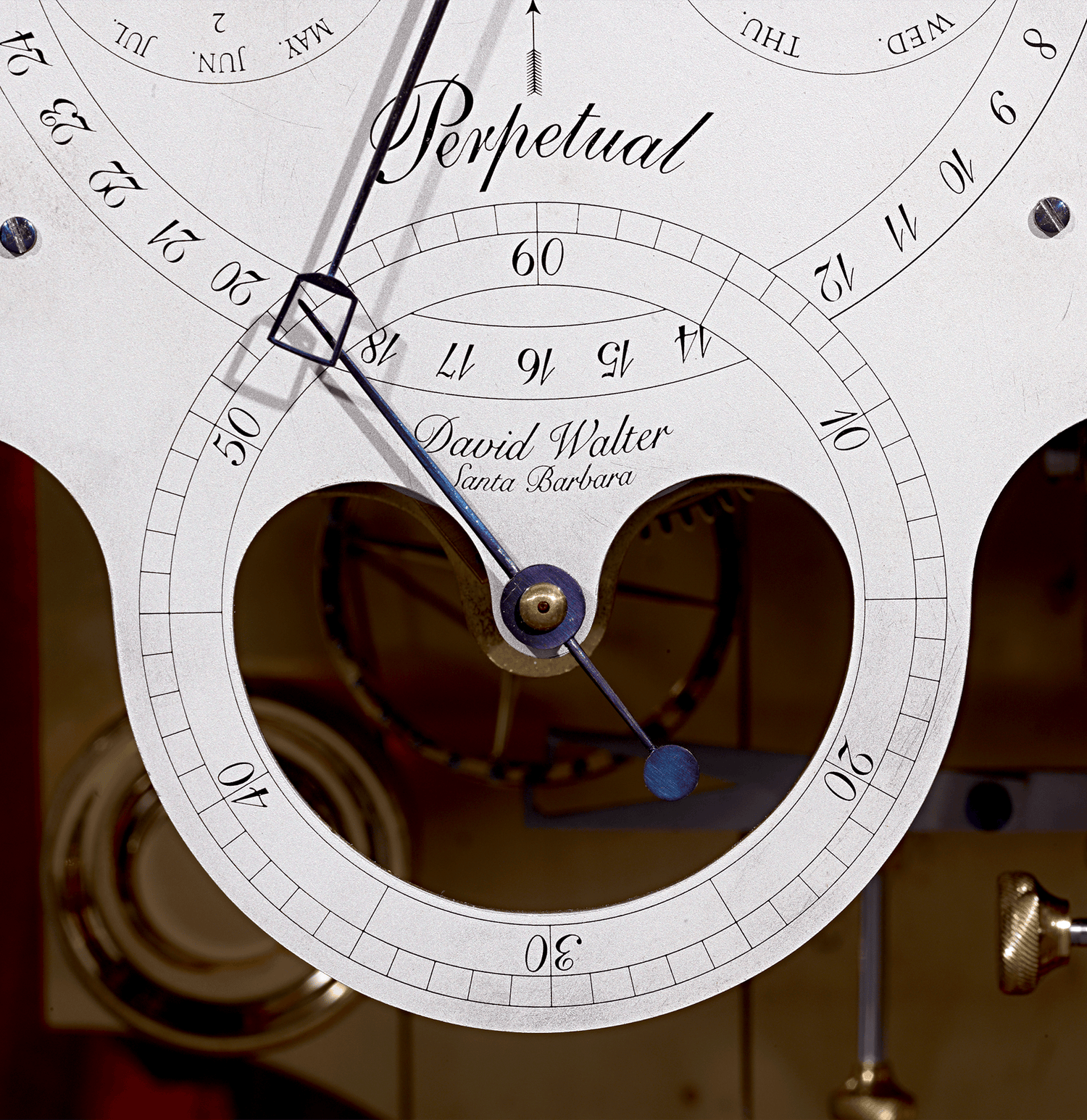 Double Pendulum Clock with Planisphere and Wandering Moon by David Walter
