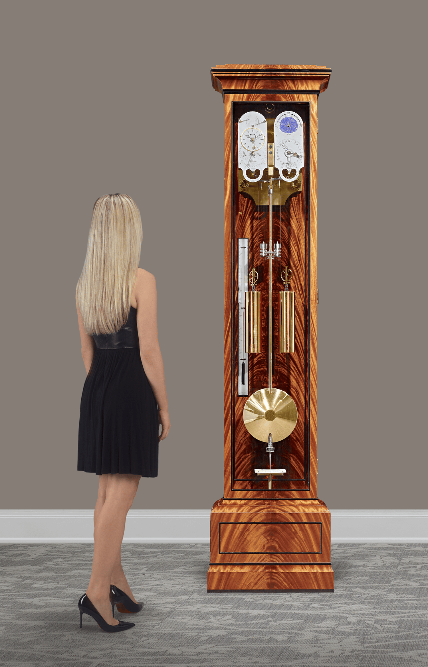 Double Pendulum Clock with Planisphere and Wandering Moon by David Walter