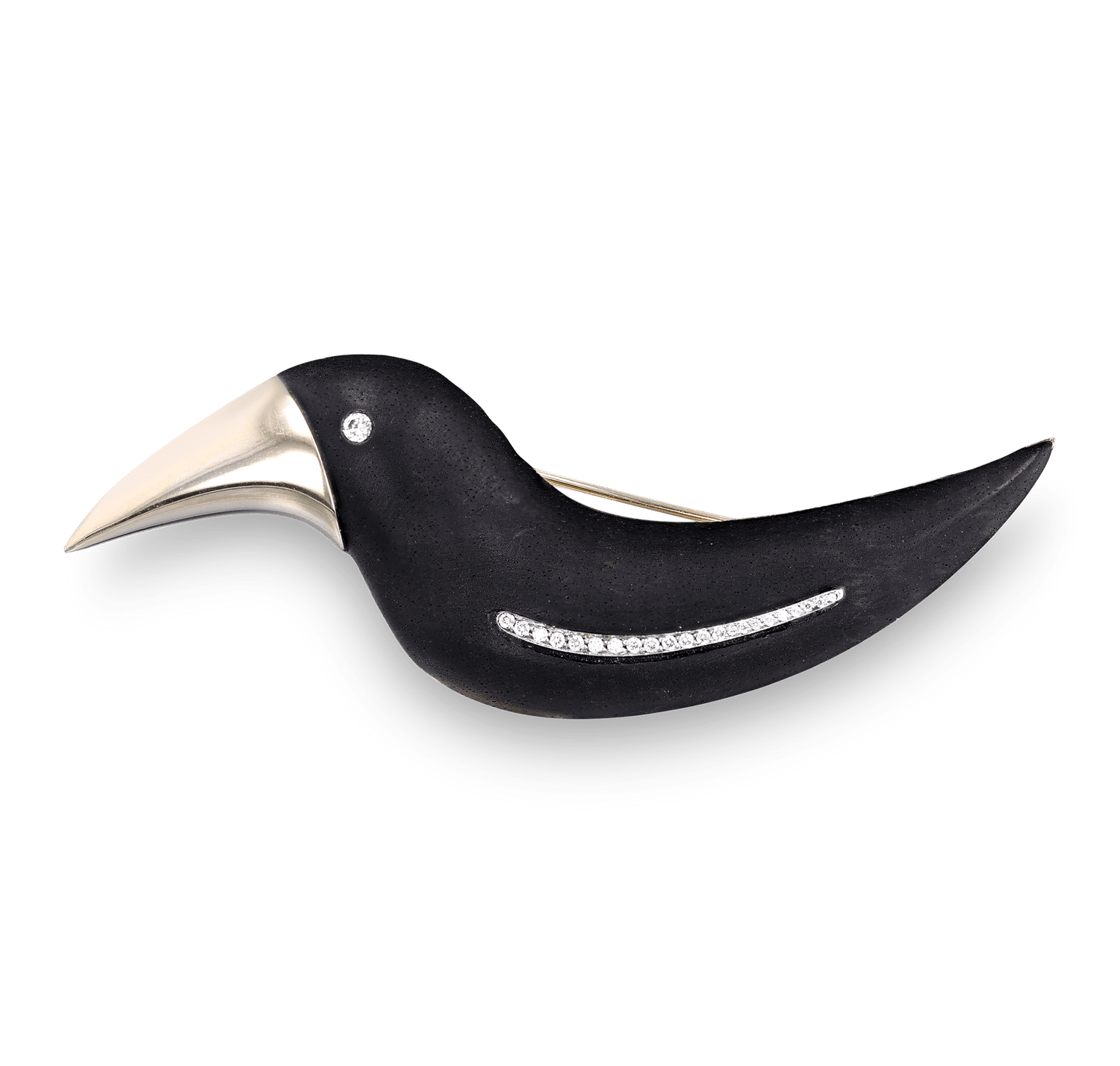 Vhernier Gold and Ebony Bird Brooch
