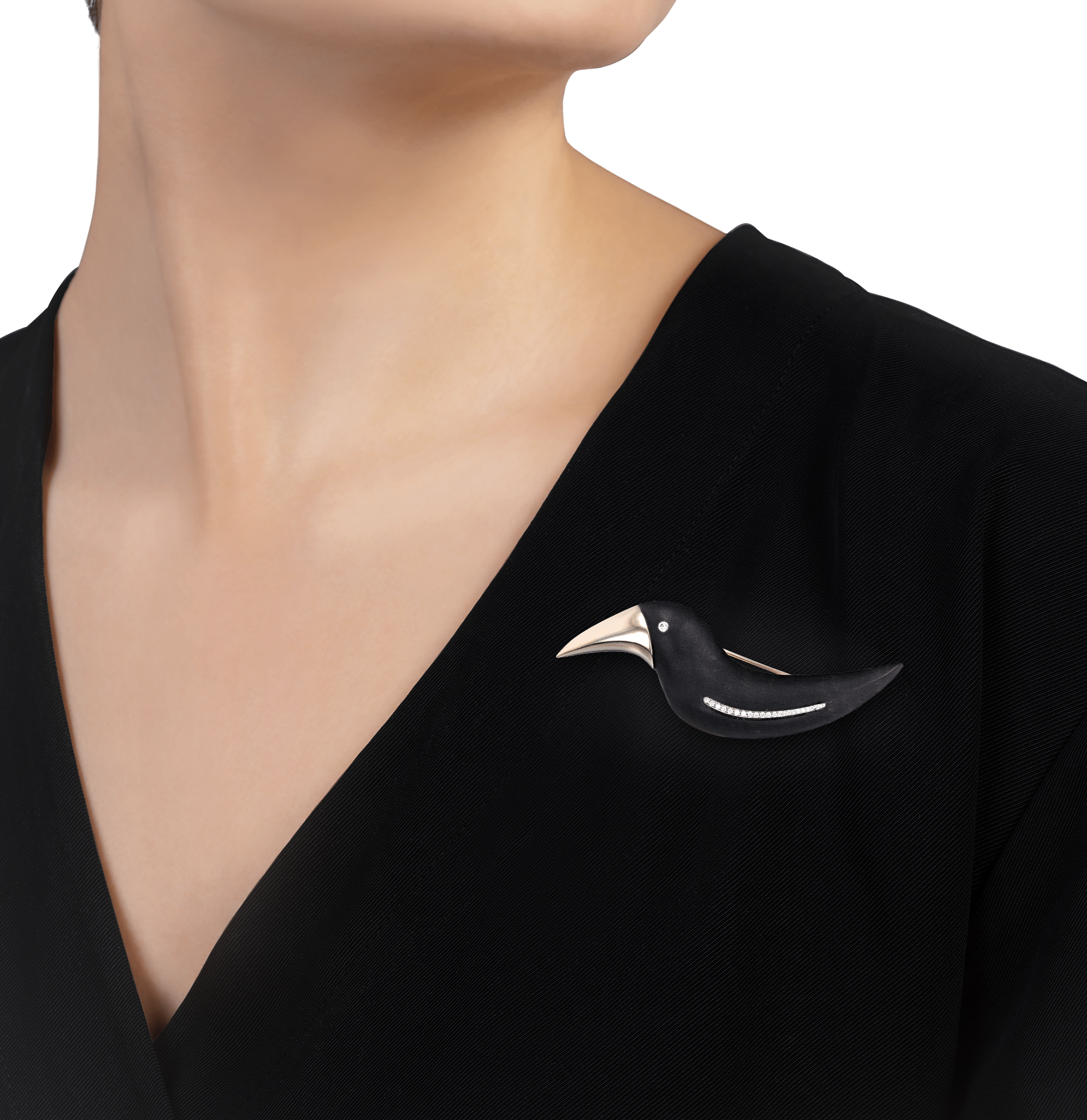 Vhernier Gold and Ebony Bird Brooch