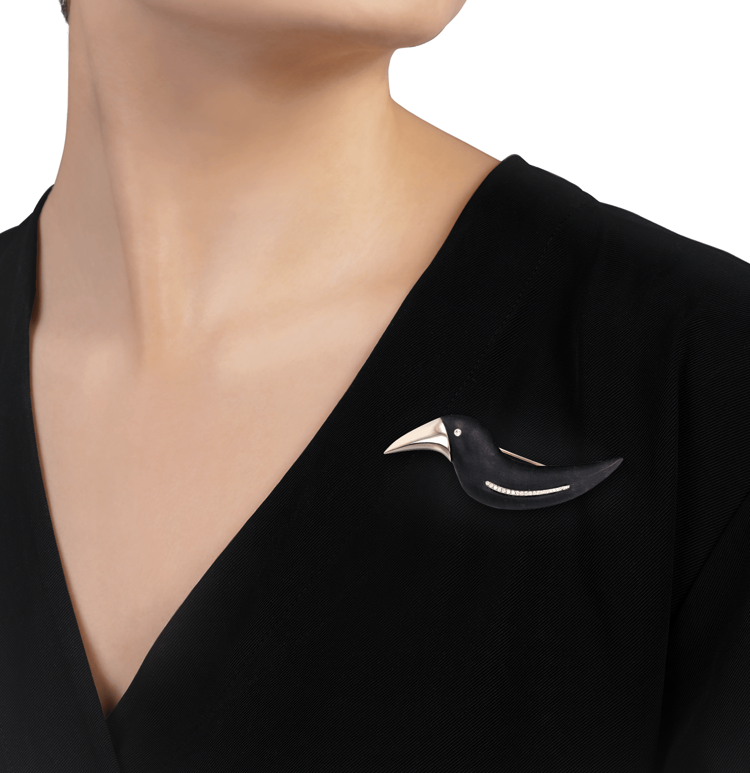 Vhernier Gold and Ebony Bird Brooch