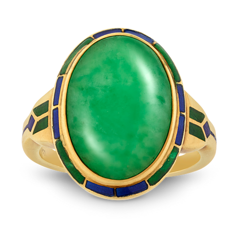 Louis Comfort Tiffany Jade Ring, 7.45 Carats