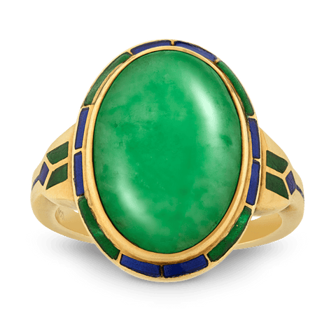 Louis Comfort Tiffany Jade Ring, 7.45 Carats