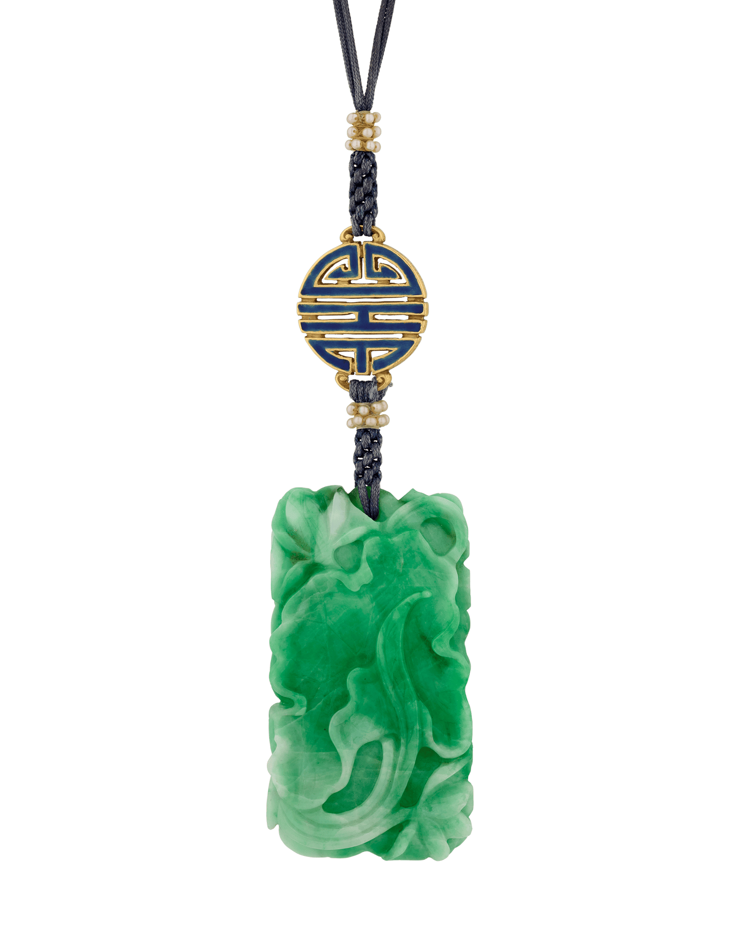 Louis Comfort Tiffany Jadeite and Enamel Pendant Necklace