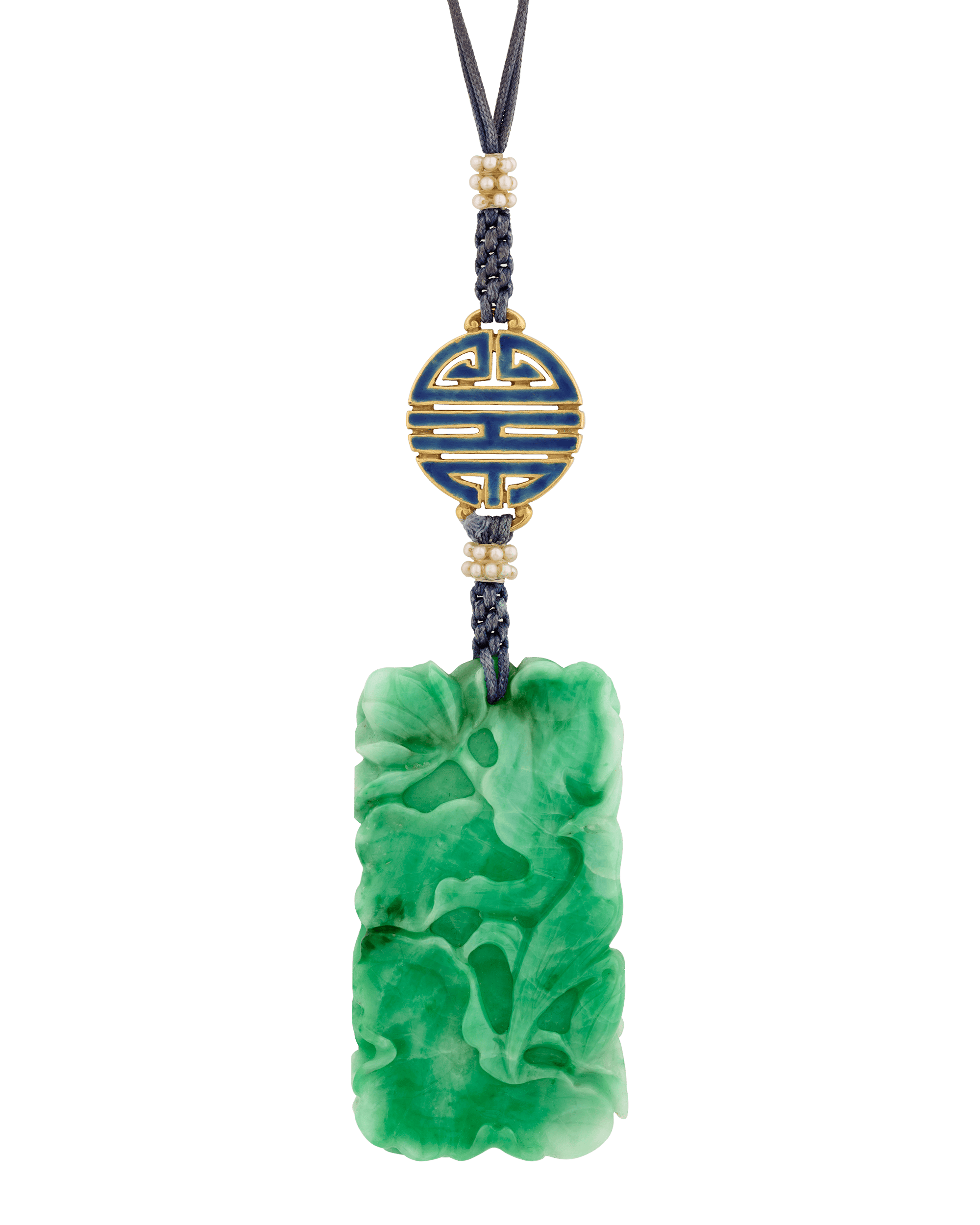 Louis Comfort Tiffany Jadeite and Enamel Pendant Necklace