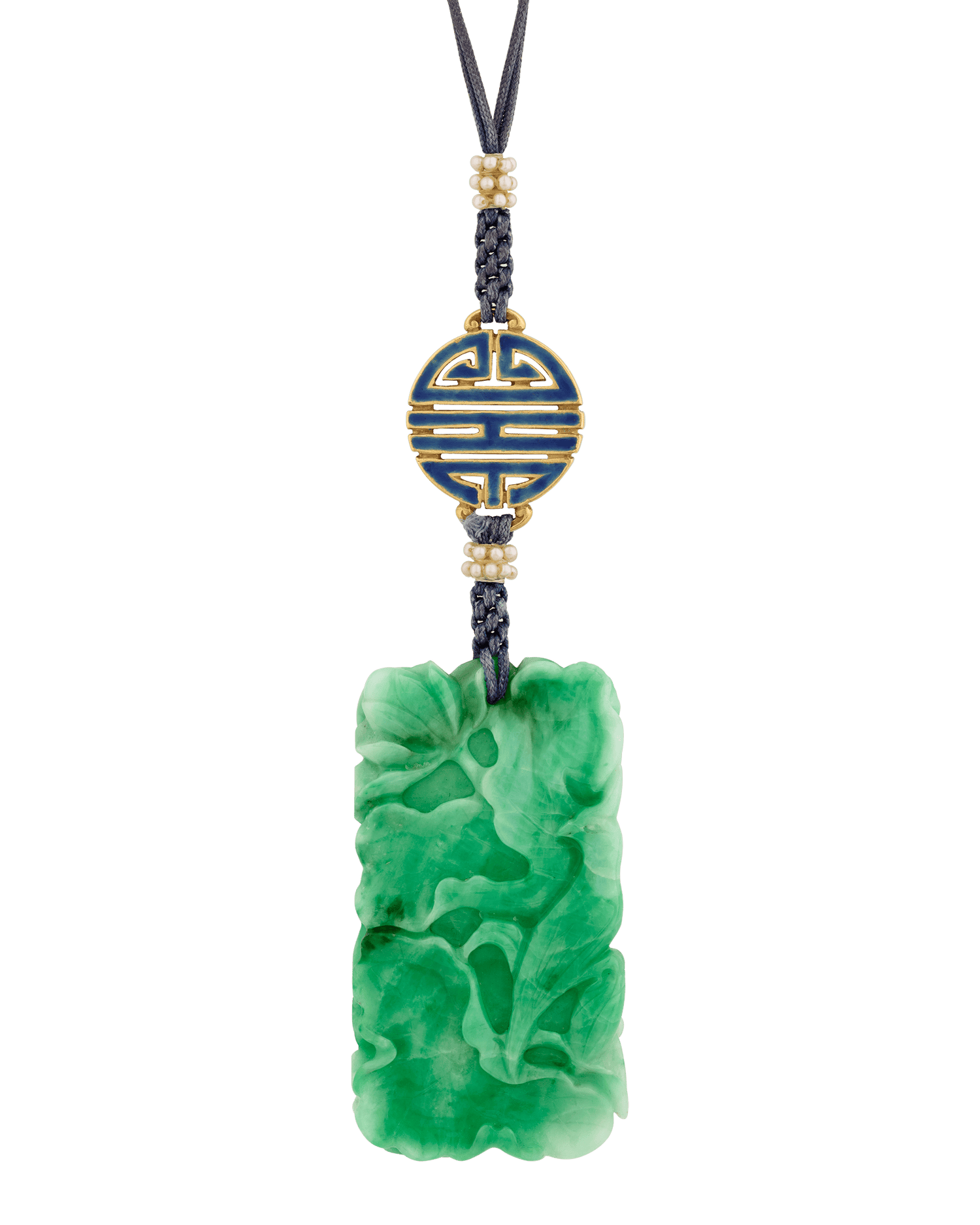 Louis Comfort Tiffany Jadeite and Enamel Pendant Necklace
