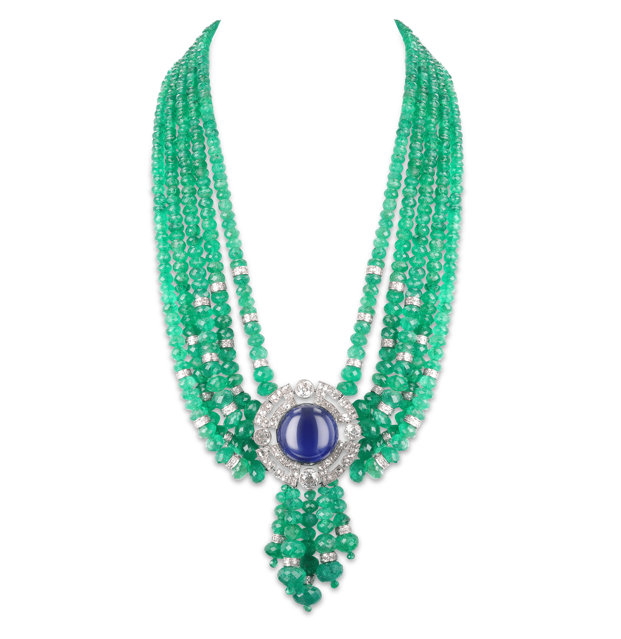 Edwardian Burma Sapphire and Emerald Necklace